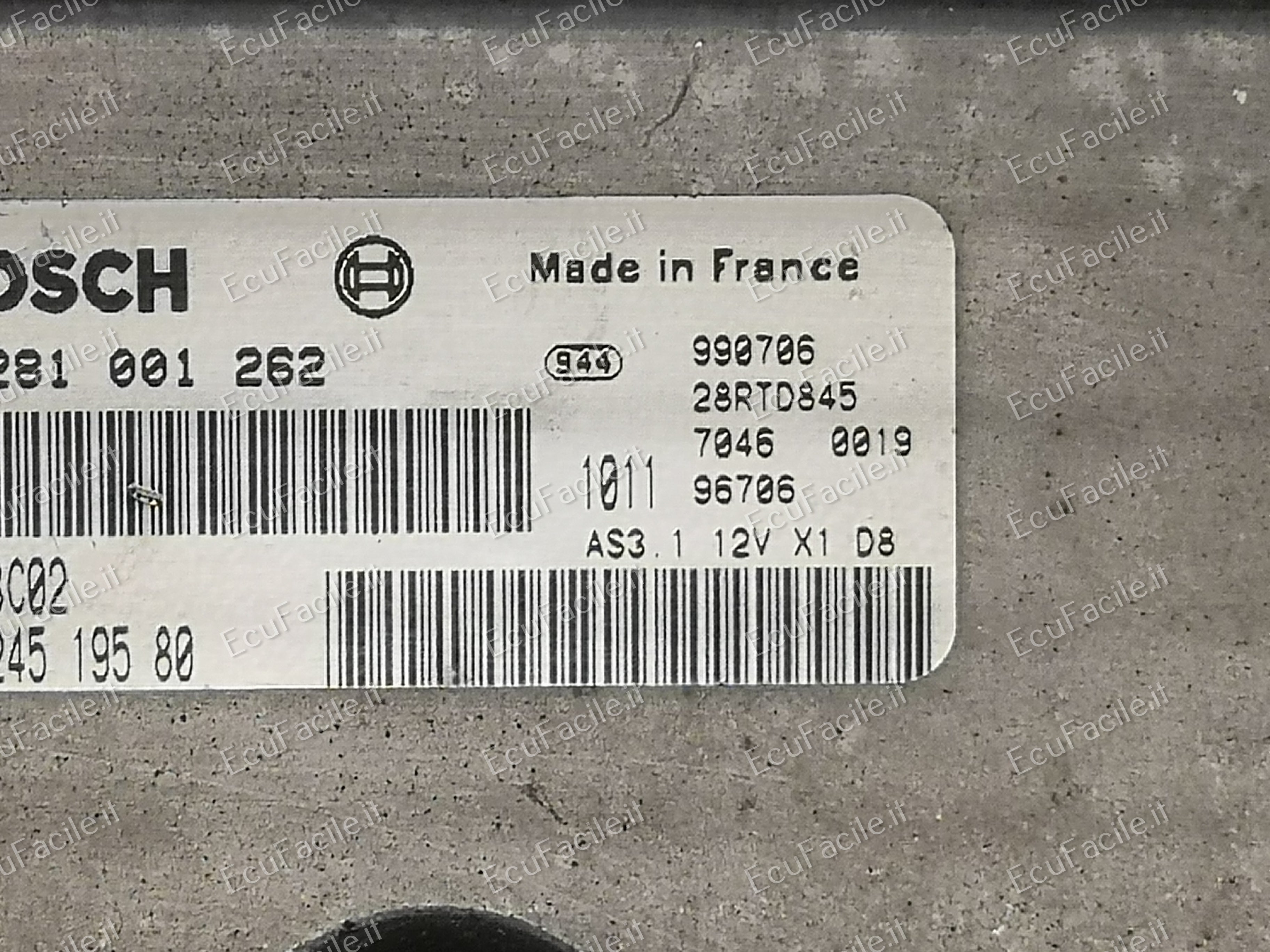 ECU PEUGEOT 406 CITROEN XANTIA 1.9 0281001262 9624519580