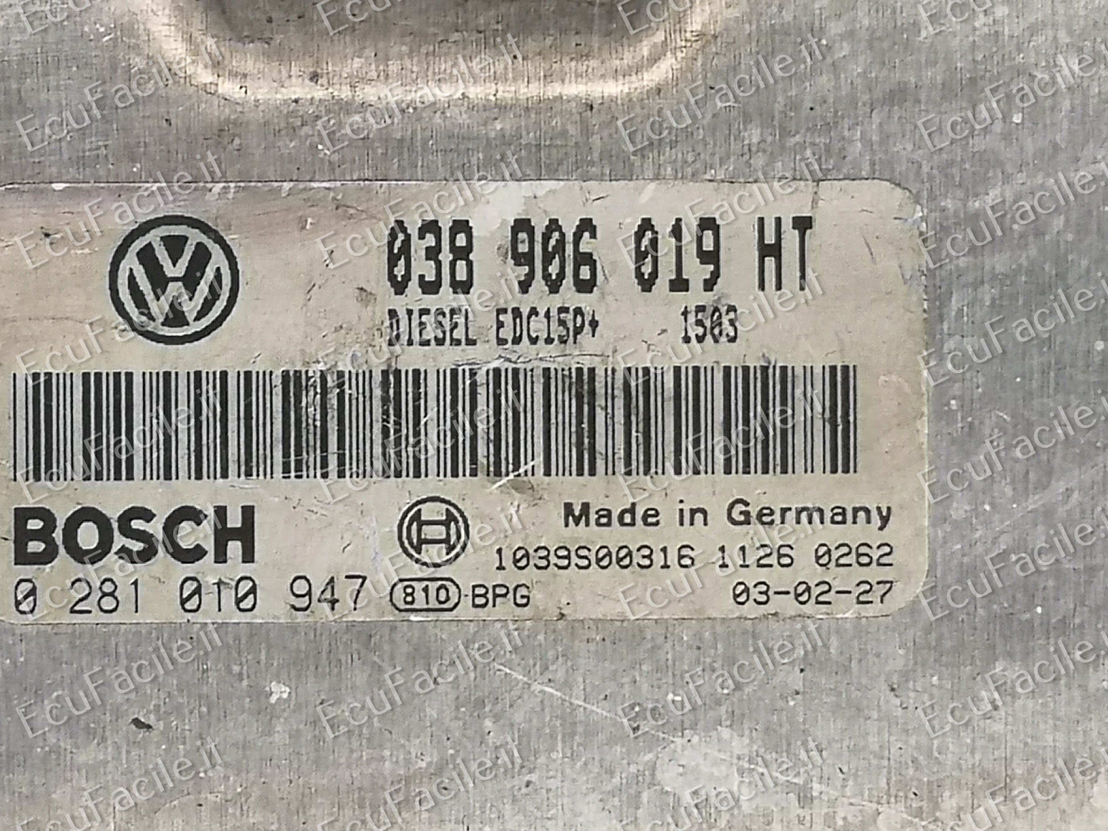 ECU SEAT IBIZA 1.9 TDI ,038906019HT, BOSCH 0281010947