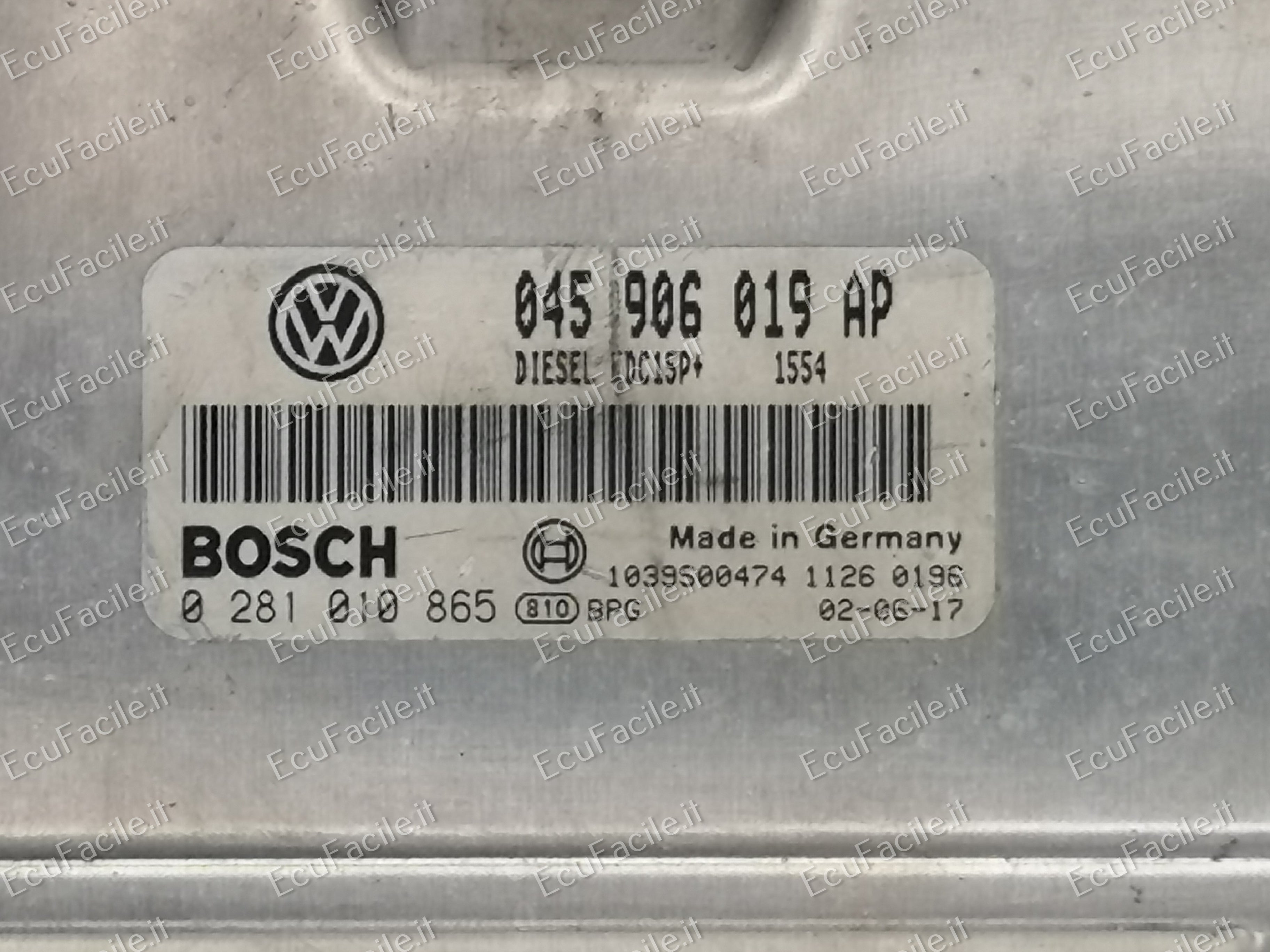 ECU VW POLO 1.4 TDI 045906019AP BOSCH 0281010865 EDC15P+