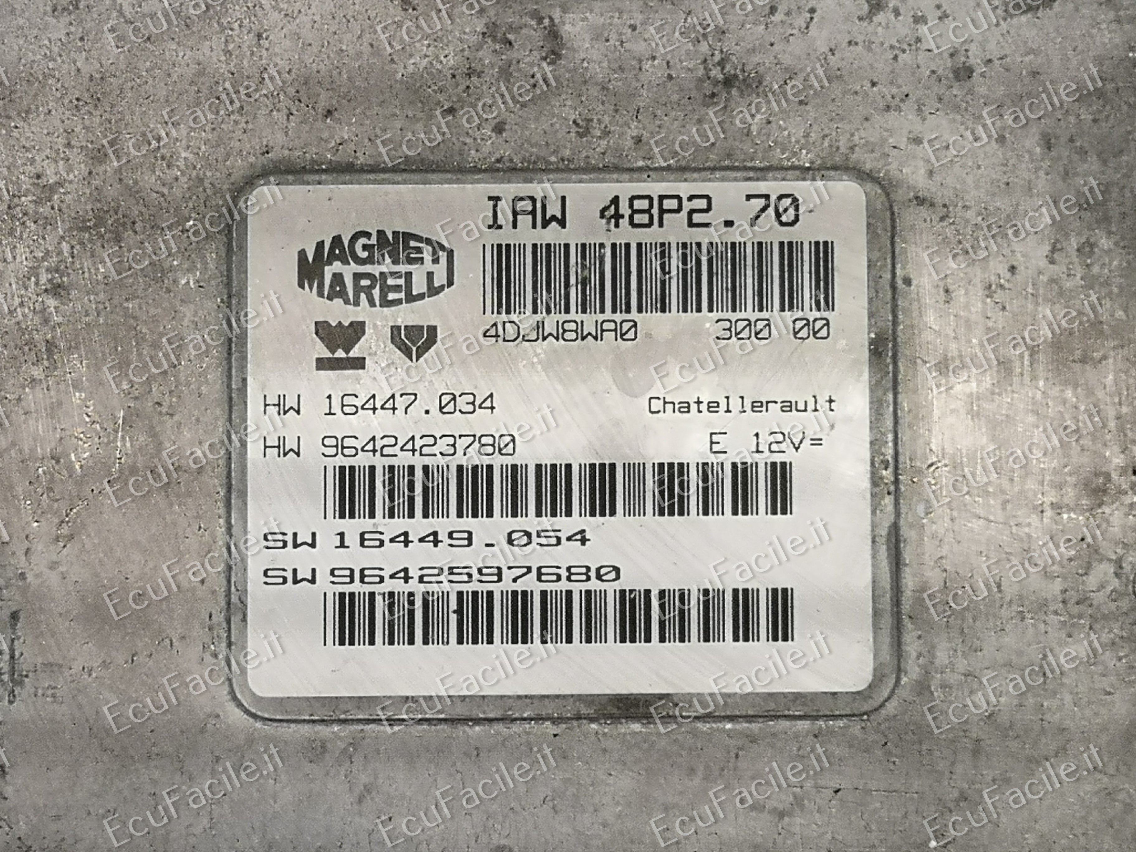 ECU PEUGEOT 206 1.1 IAW 48P2.70 HW 9642423780 SW 9642597680