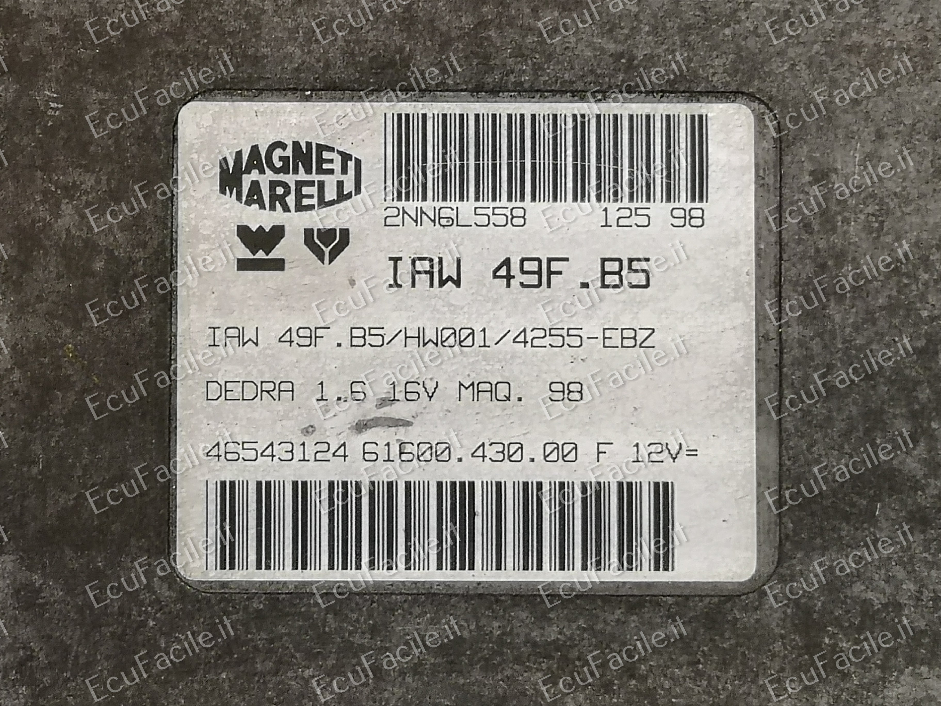 ECU CENTRALINA FIAT DEDRA 1.6 IAW 49F.B5 HW001 46543124