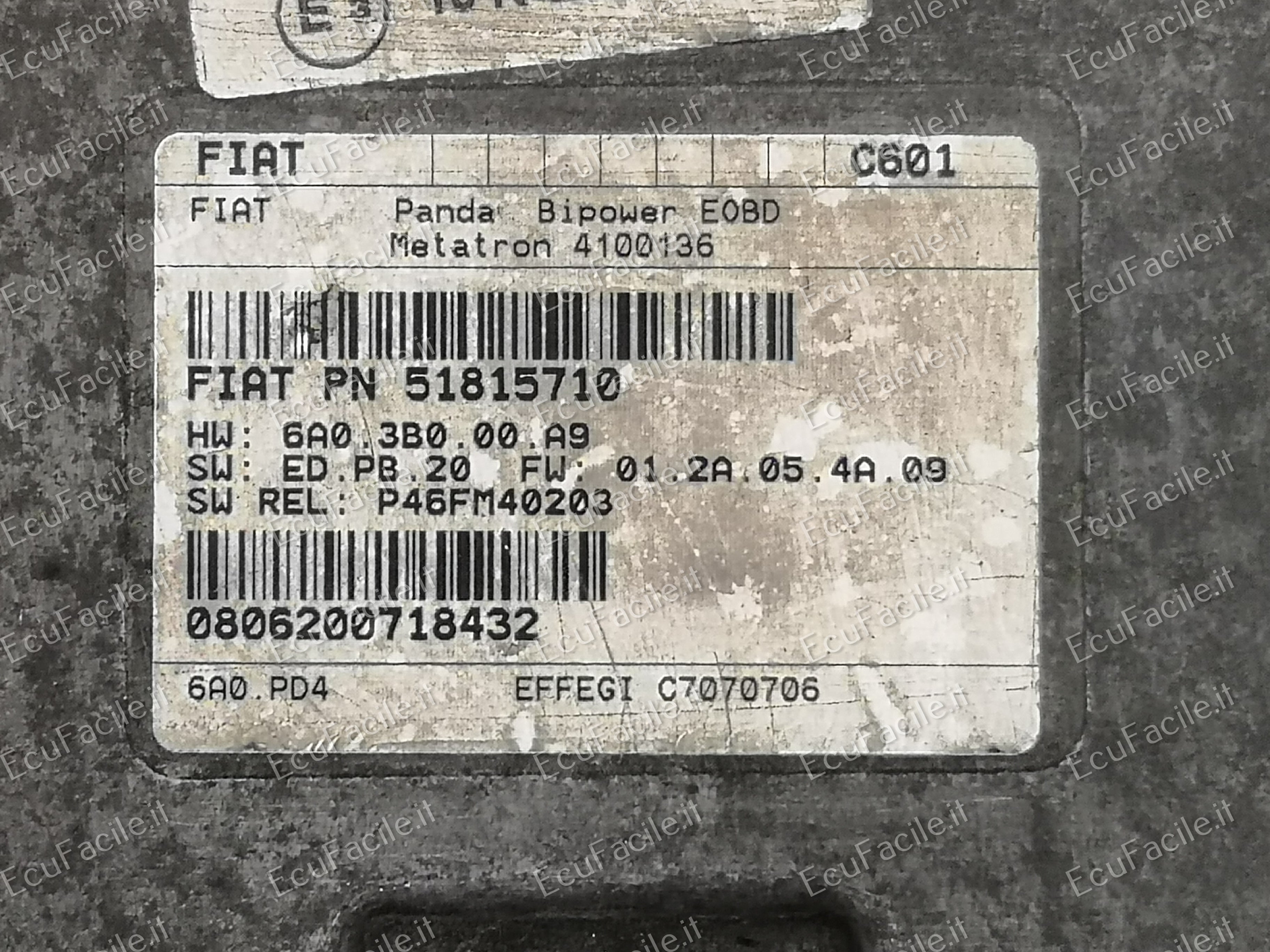 Ecu metatron fiat panda punto bipower 51815710 4100136