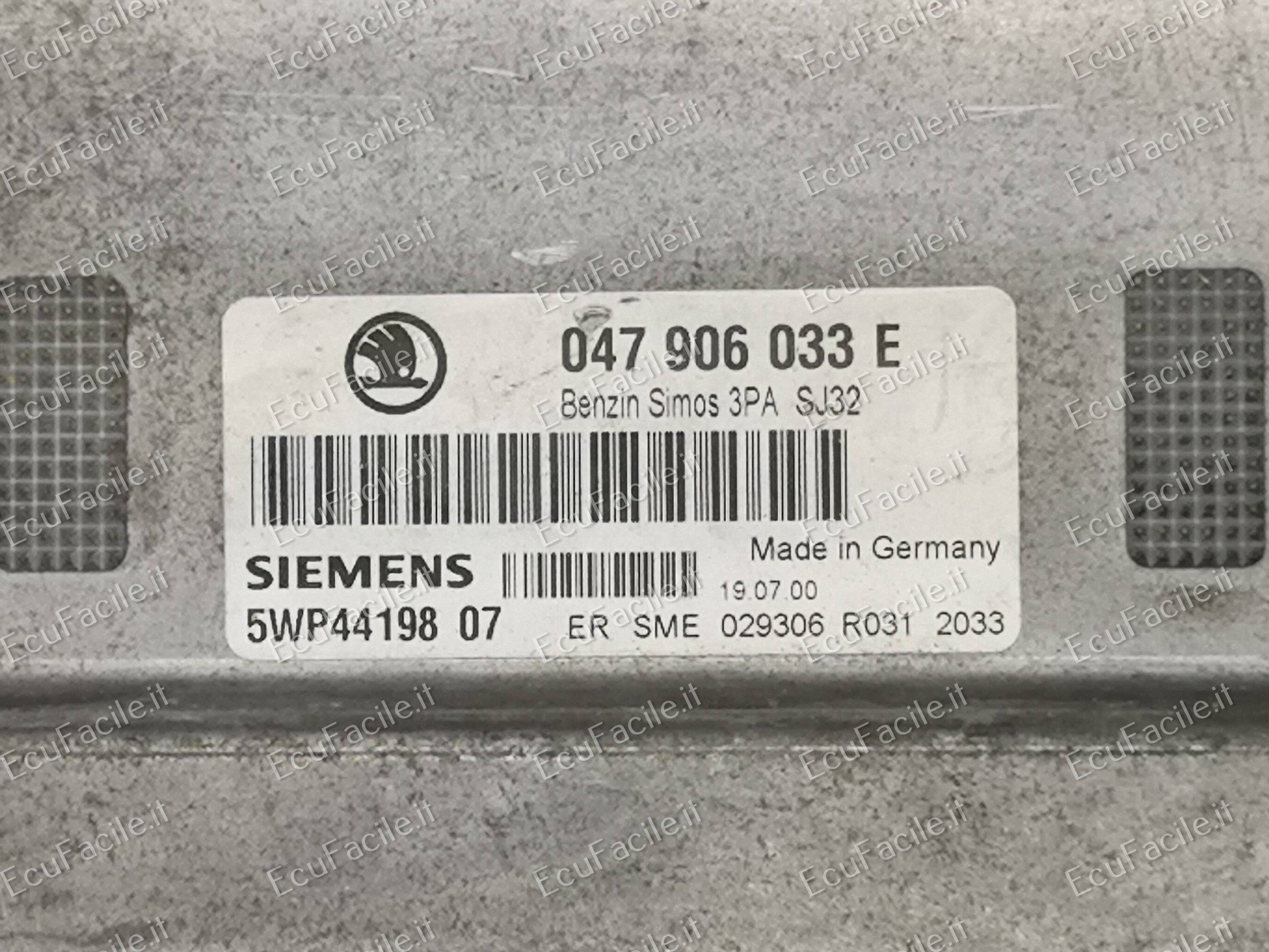 ECU CENTRALINA SKODA FABIA 1.4 047906033E 5WP4419807 SIMOS 3PA