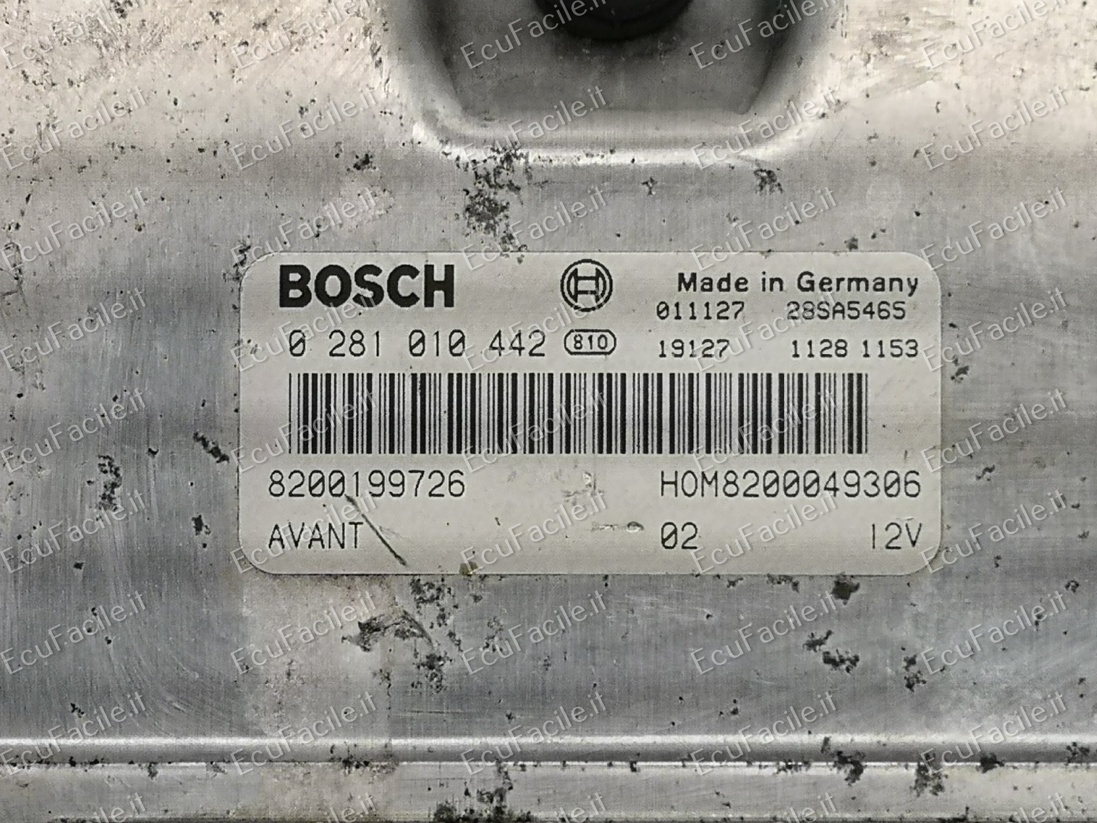 ECU RENAULT MEGANE 1.9 DTI 0281010442 8200199726 HOM 8200049306 EDC15VM+2.V4