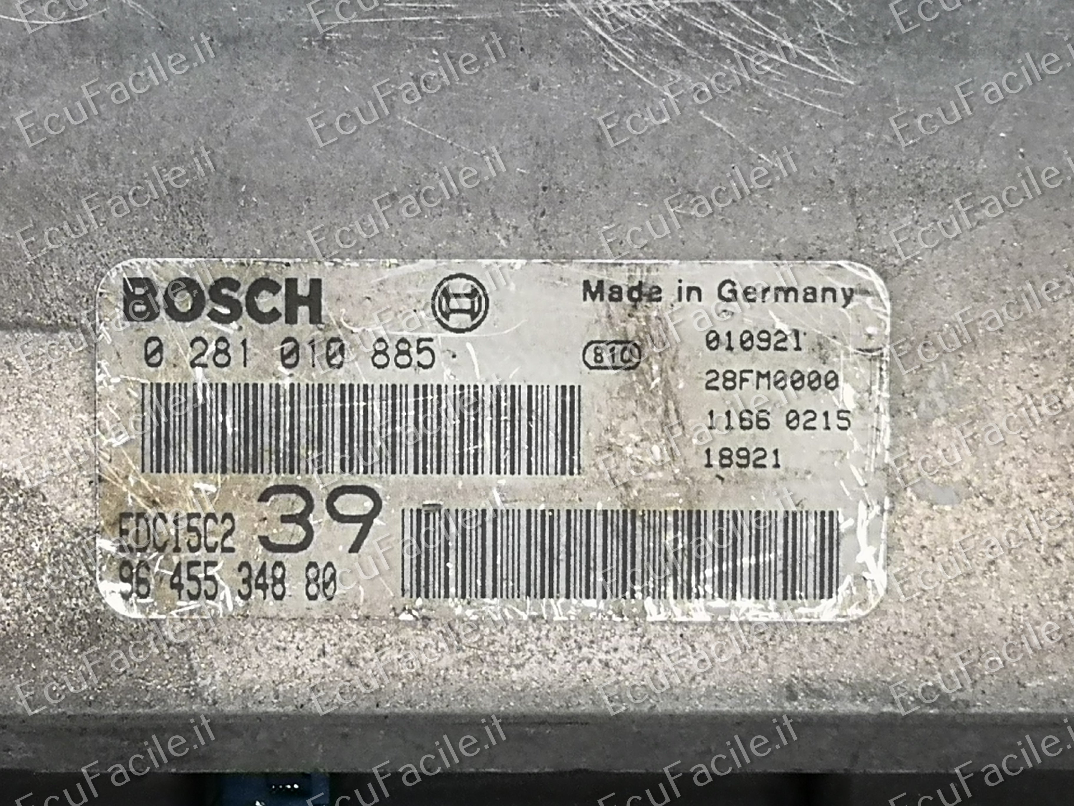 ECU CITROEN C5 2.2 HDI 0281010885 9645534880 EDC15C2 39