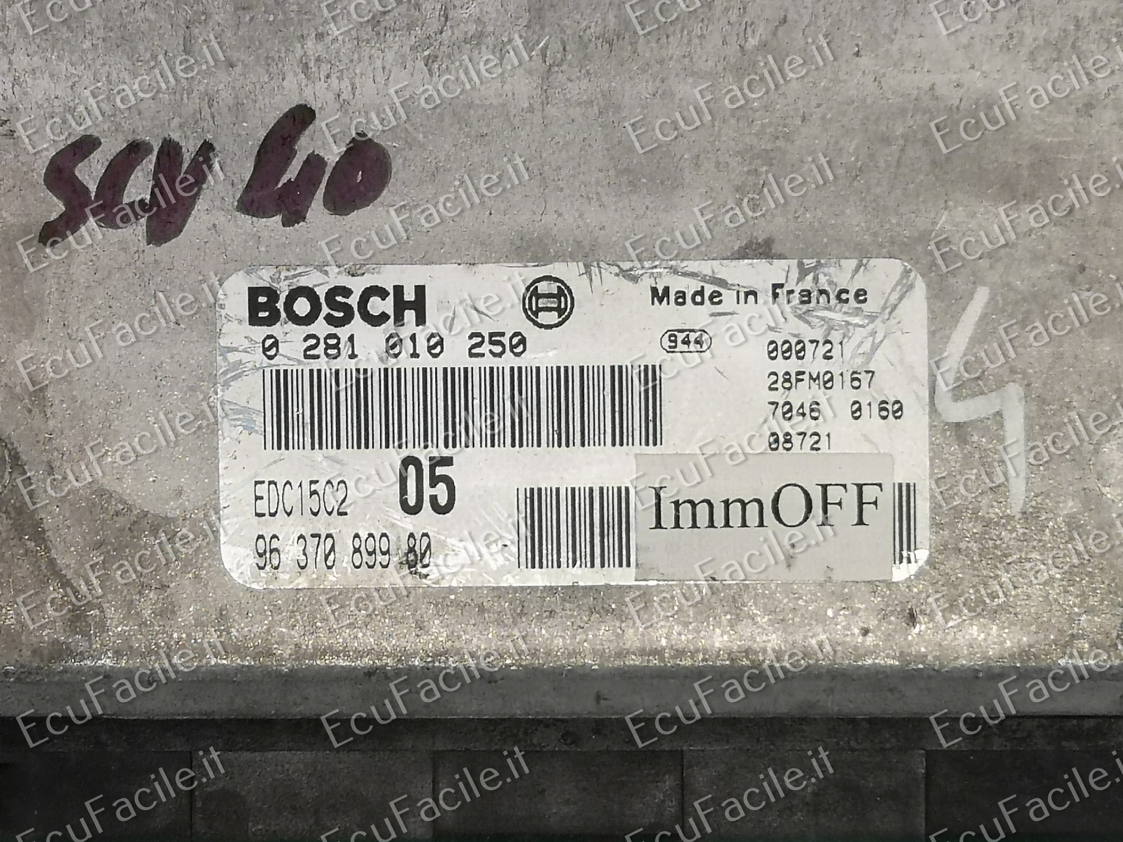 ECU PEUGEOT 206 2.0 HDI BOSCH 0281010250 9637089980 EDC15C2 05