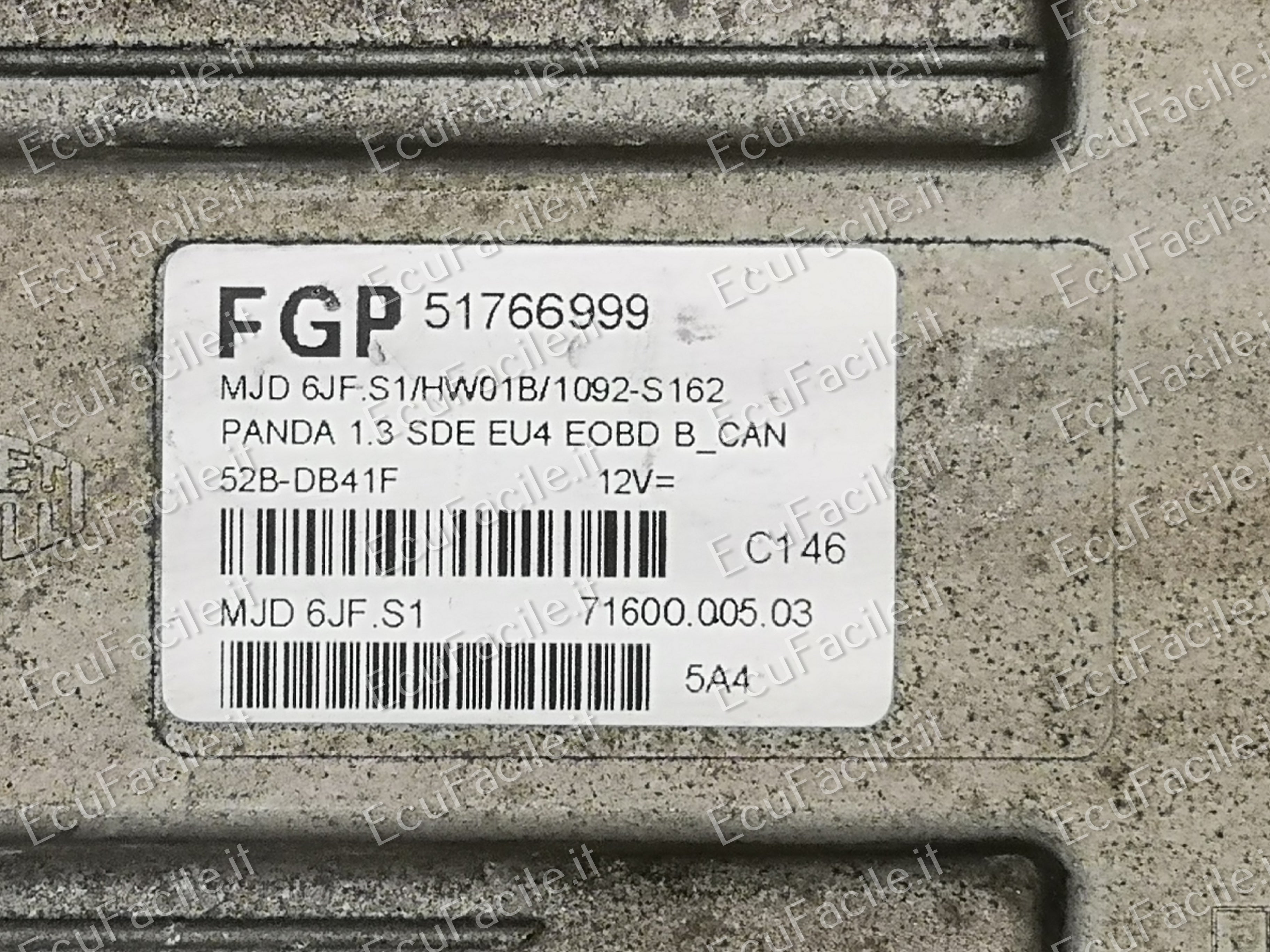 ECU FIAT PANDA 1.3 D 5M 51KW (2005) 51766999 MJD 6JF.S1 188A8000