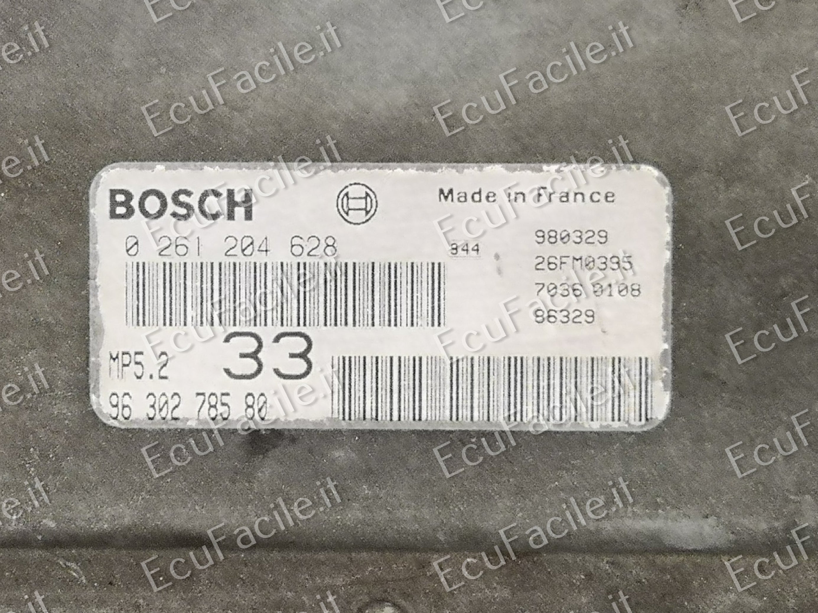 ECU PEUGEOT 306 1.6 BOSCH 0261204628 9630278580 MP5.2