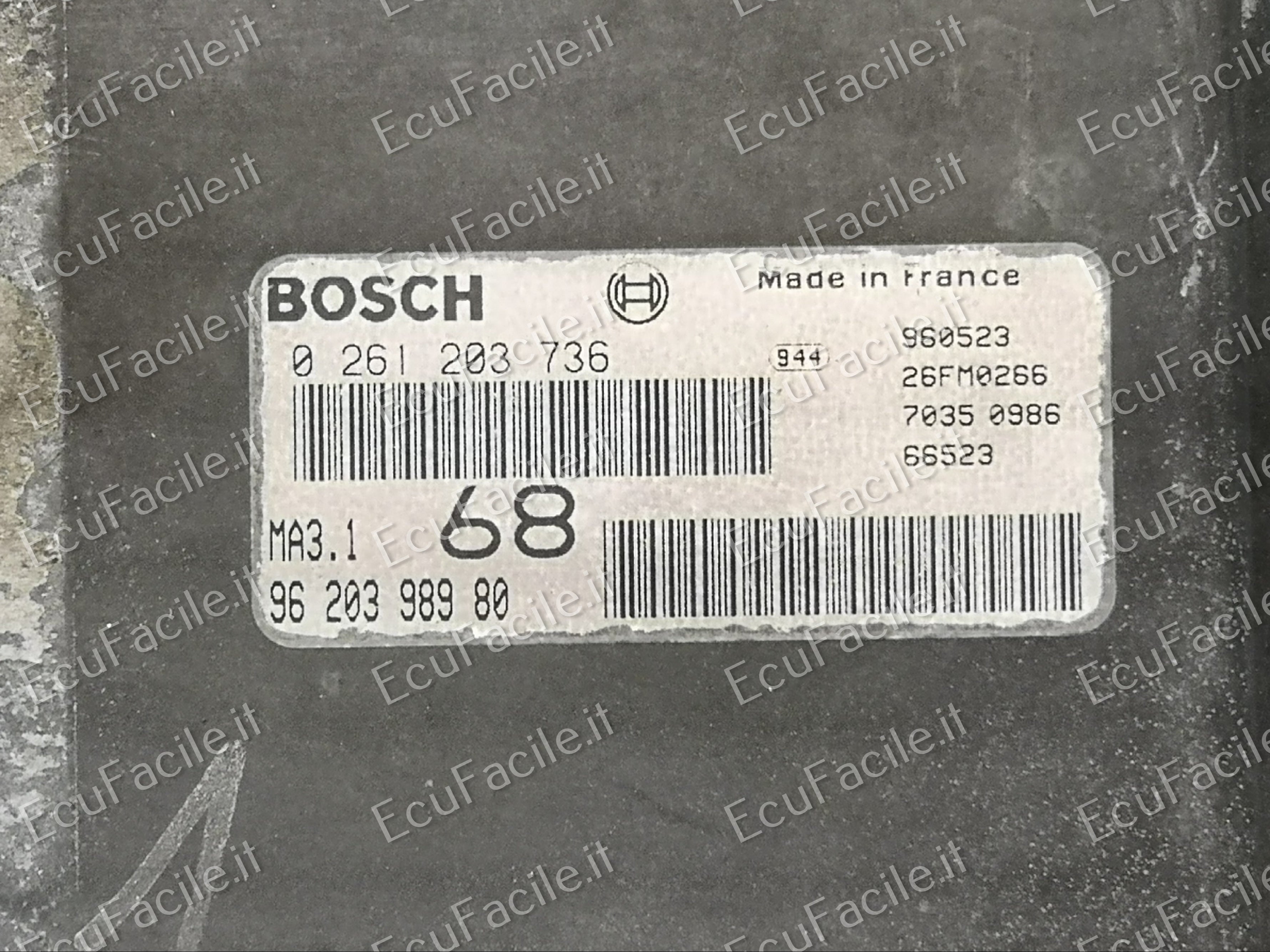 ECU Motore Bosch MA3.1 0261203736 68 9620398980 Peugeot Citroen