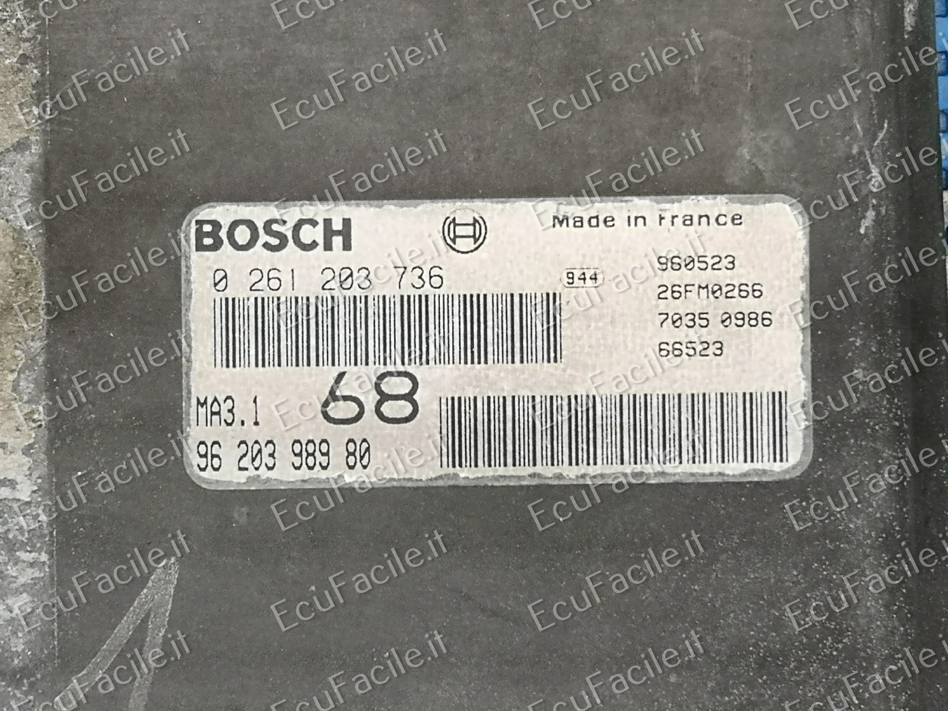 ECU Motore Bosch MA3.1 0261203736 68 9620398980 Peugeot Citroen