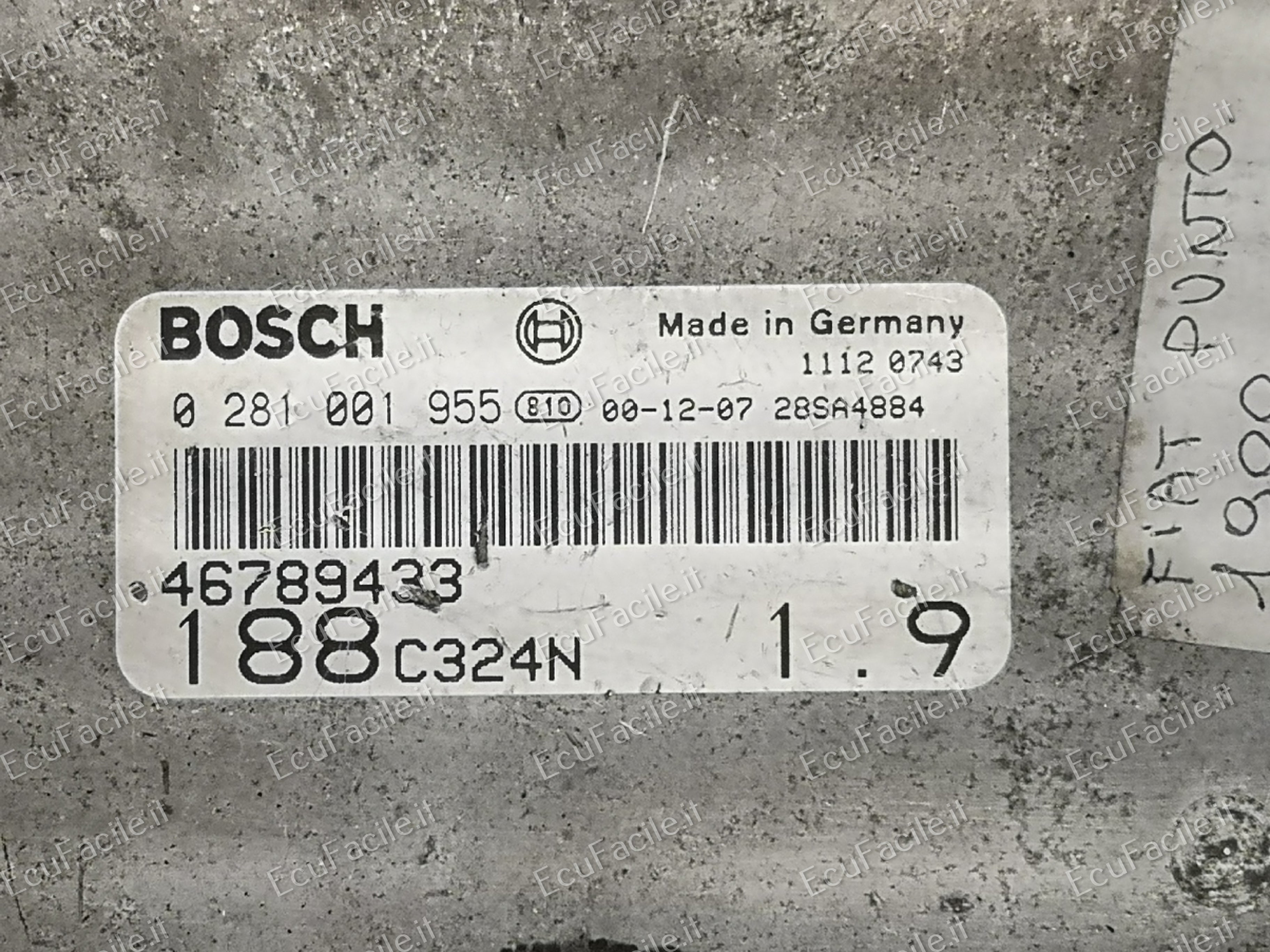 ECU CENTRALINA FIAT PUNTO 1.9 0281001955 EDC 15C7-2.1 46789433