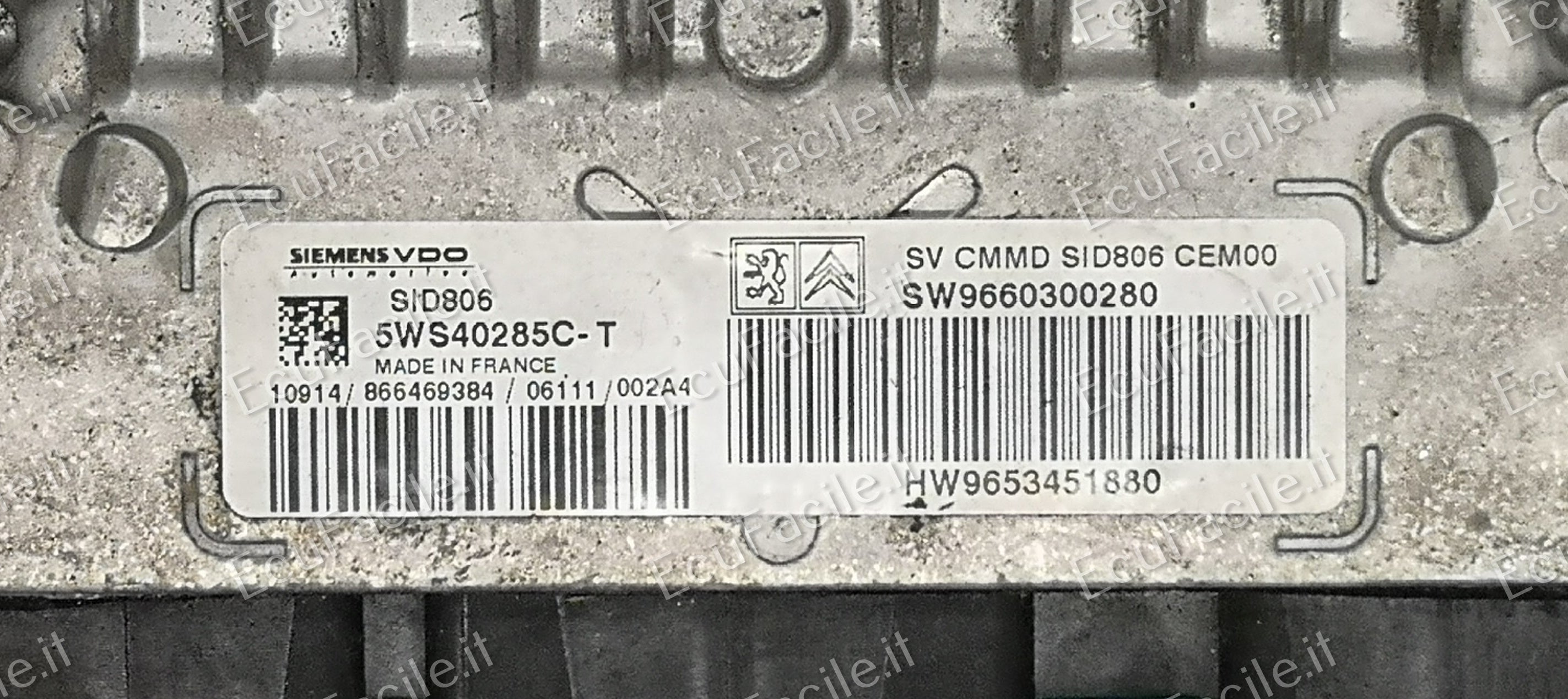 Centralina ECU Motore Citroën C2 C3 / Peugeot 1.4 HDI | SIEMENS VDO SID806 | 5WS40285C-T | SW9660300280 | HW9653451880