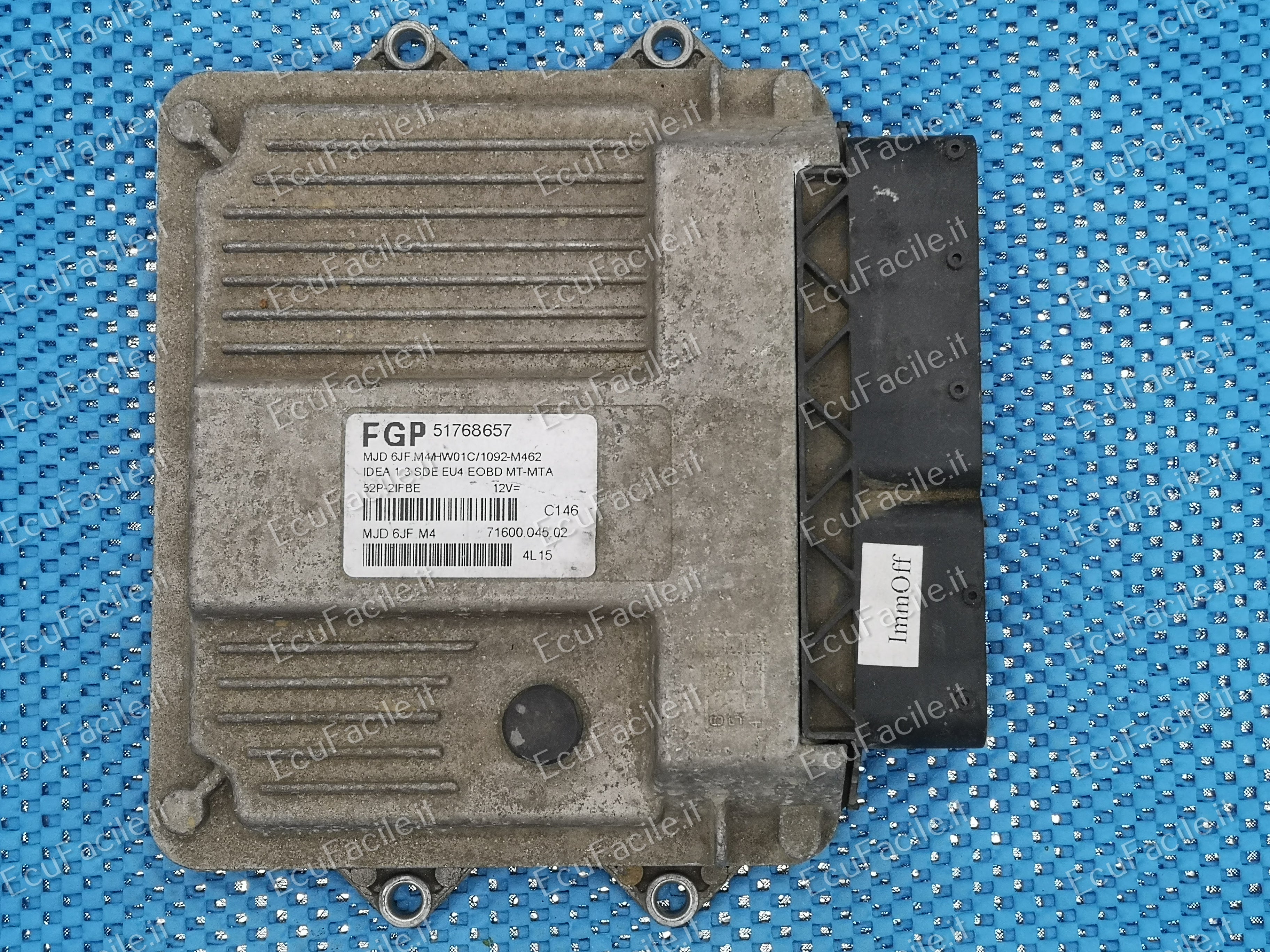 ECU FIAT IDEA 1.3 51768657 MJD 6JF.M4 HW01C IMMOFF