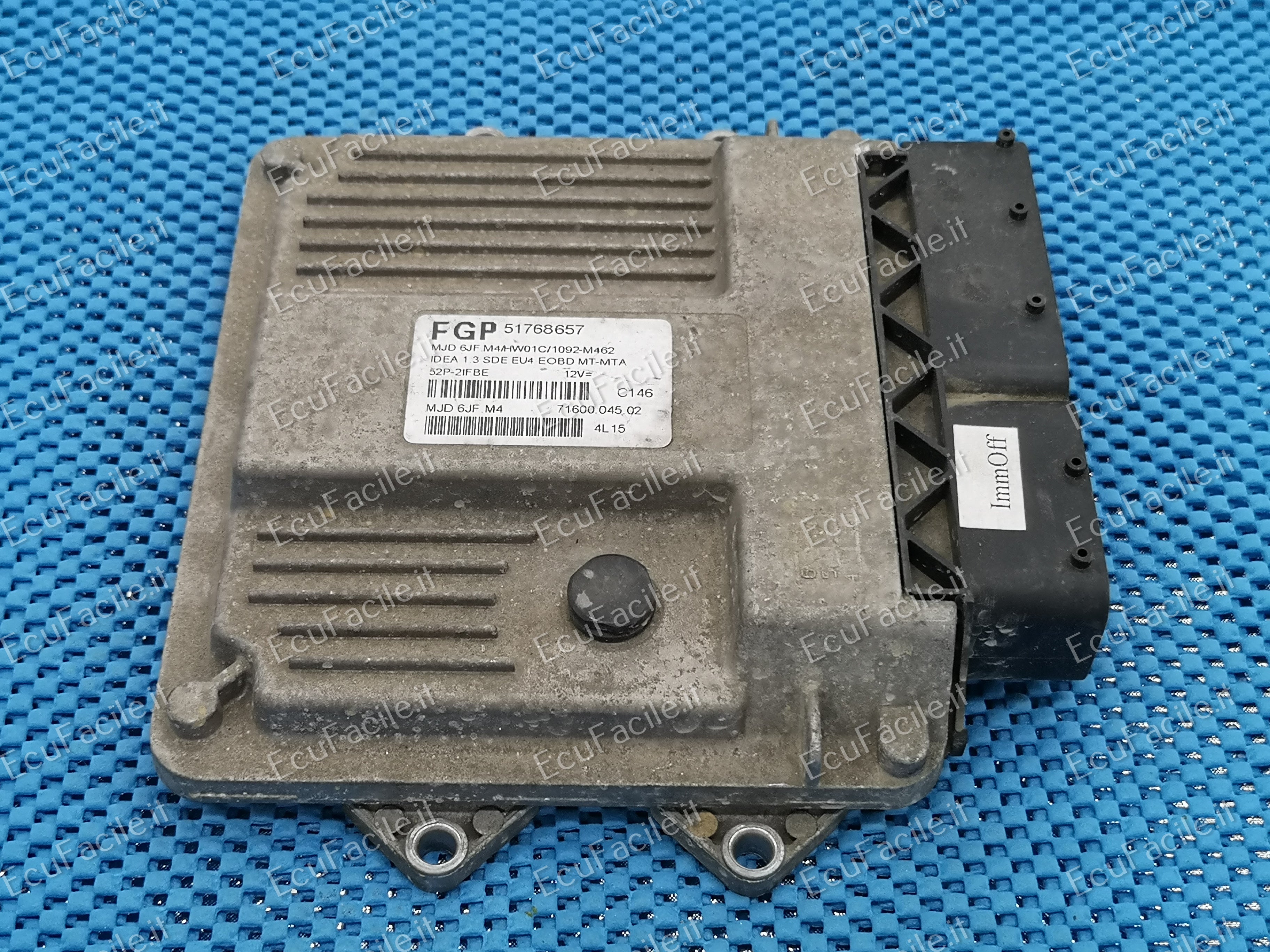 ECU FIAT IDEA 1.3 51768657 MJD 6JF.M4 HW01C IMMOFF