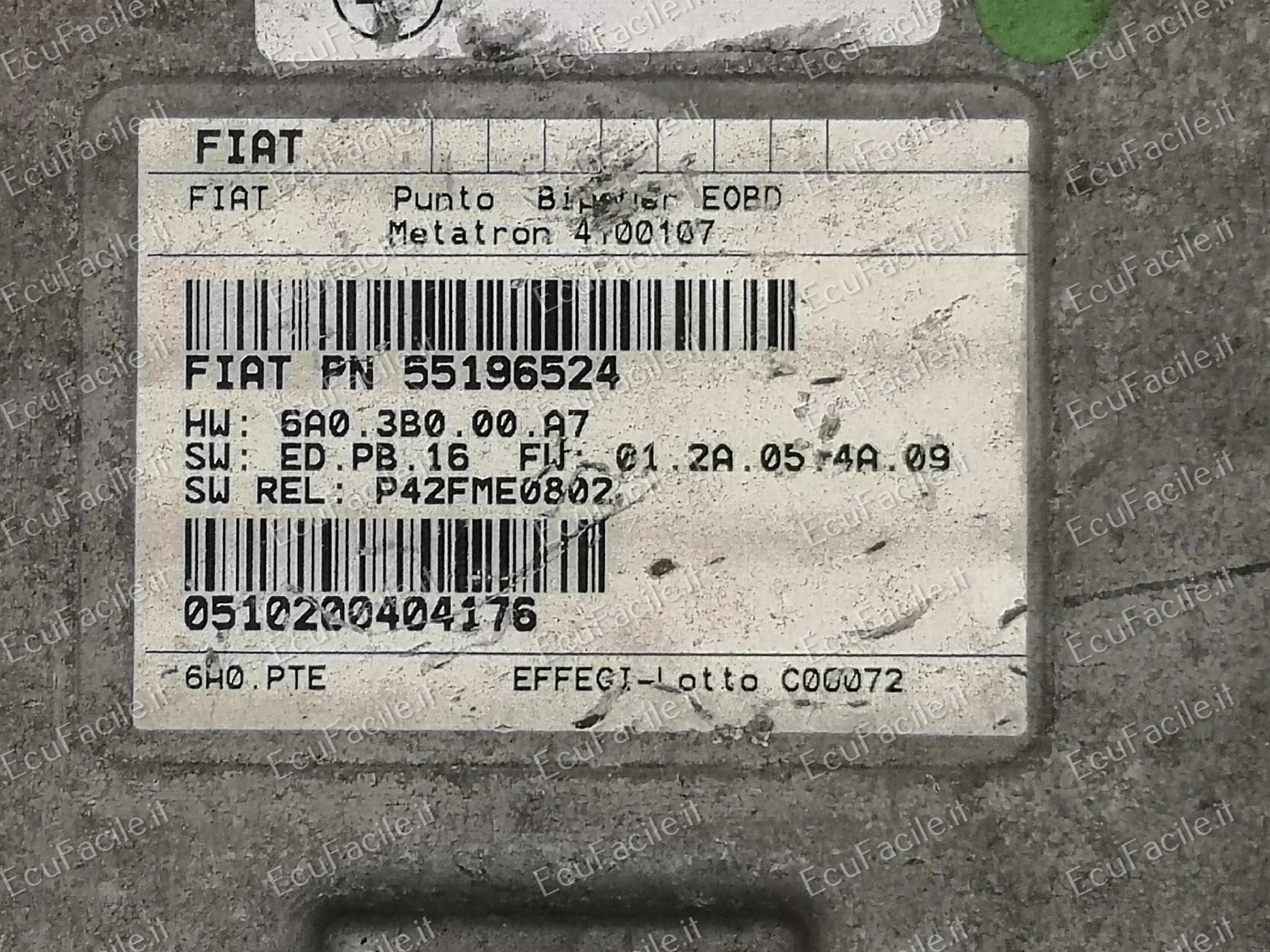 ECU METATRON DOBLO PUNTO 55196524 4100107 6A03B000A7