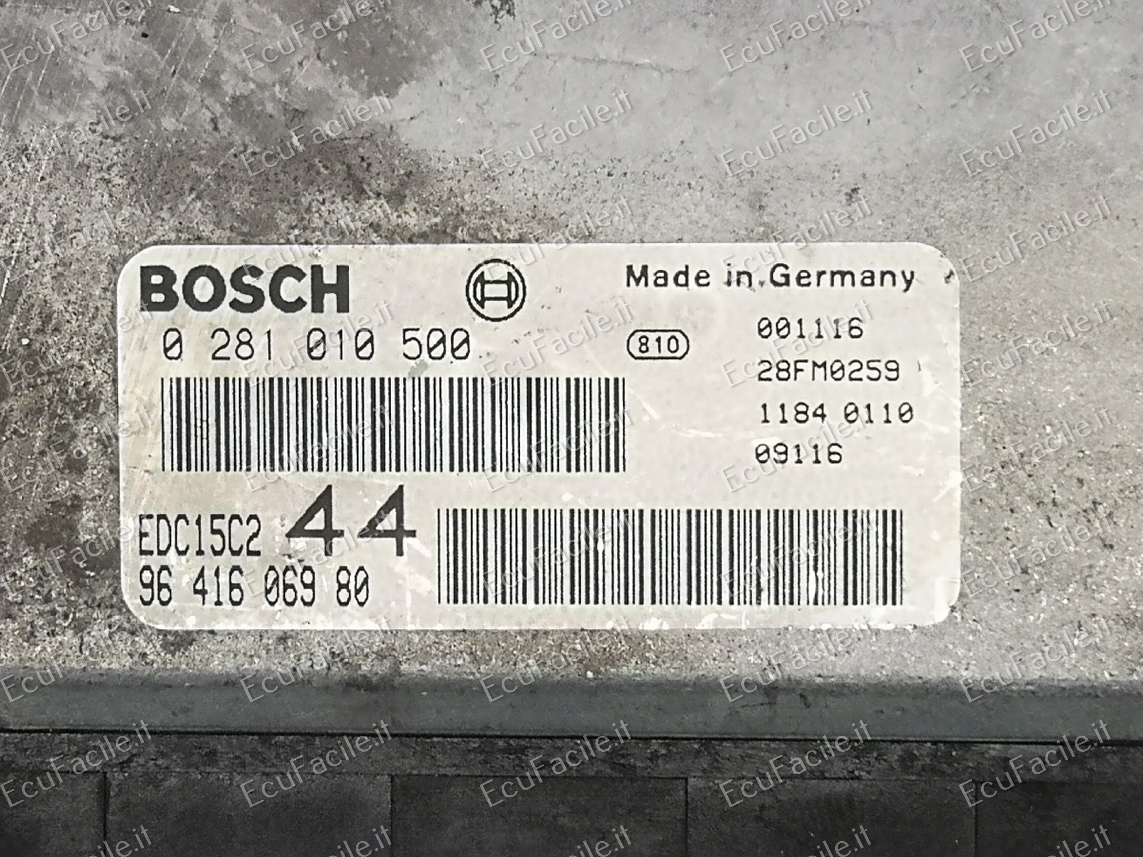 ECU PEUGEOT 206 2.0 HDI BOSCH 0281010500 9641606980 EDC15C2
