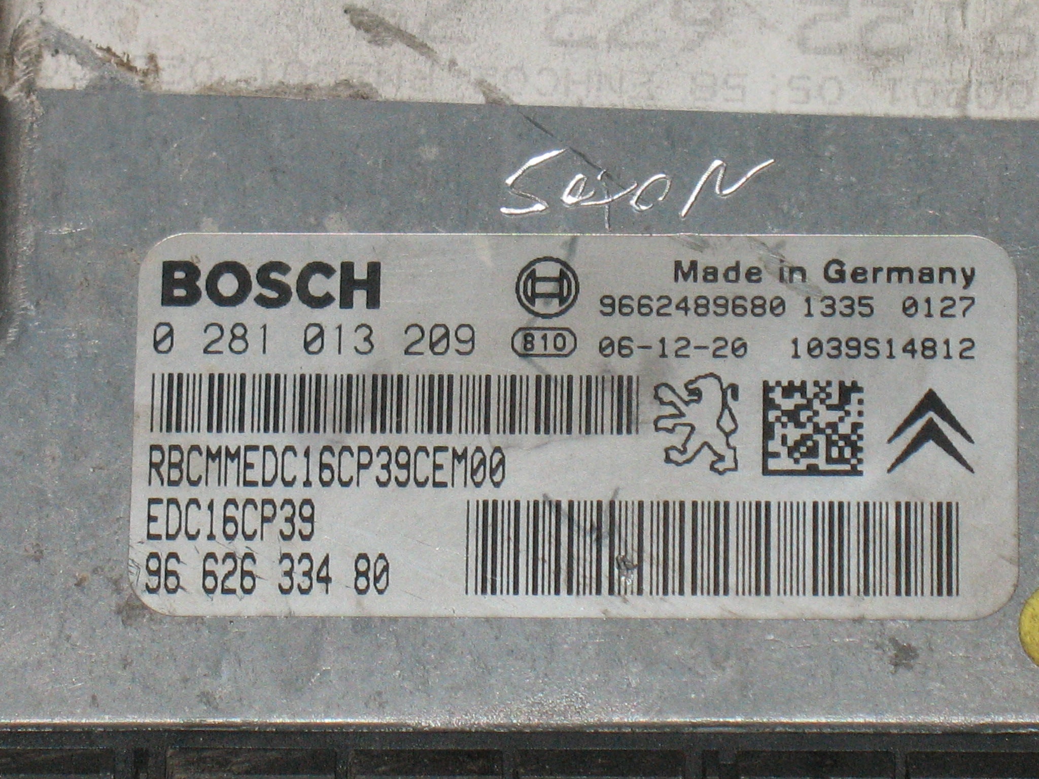 ECU Citroen C5 407 2.2 HDI 0281013209 EDC16CP39 9662633480 EDC 16CP39-4.10