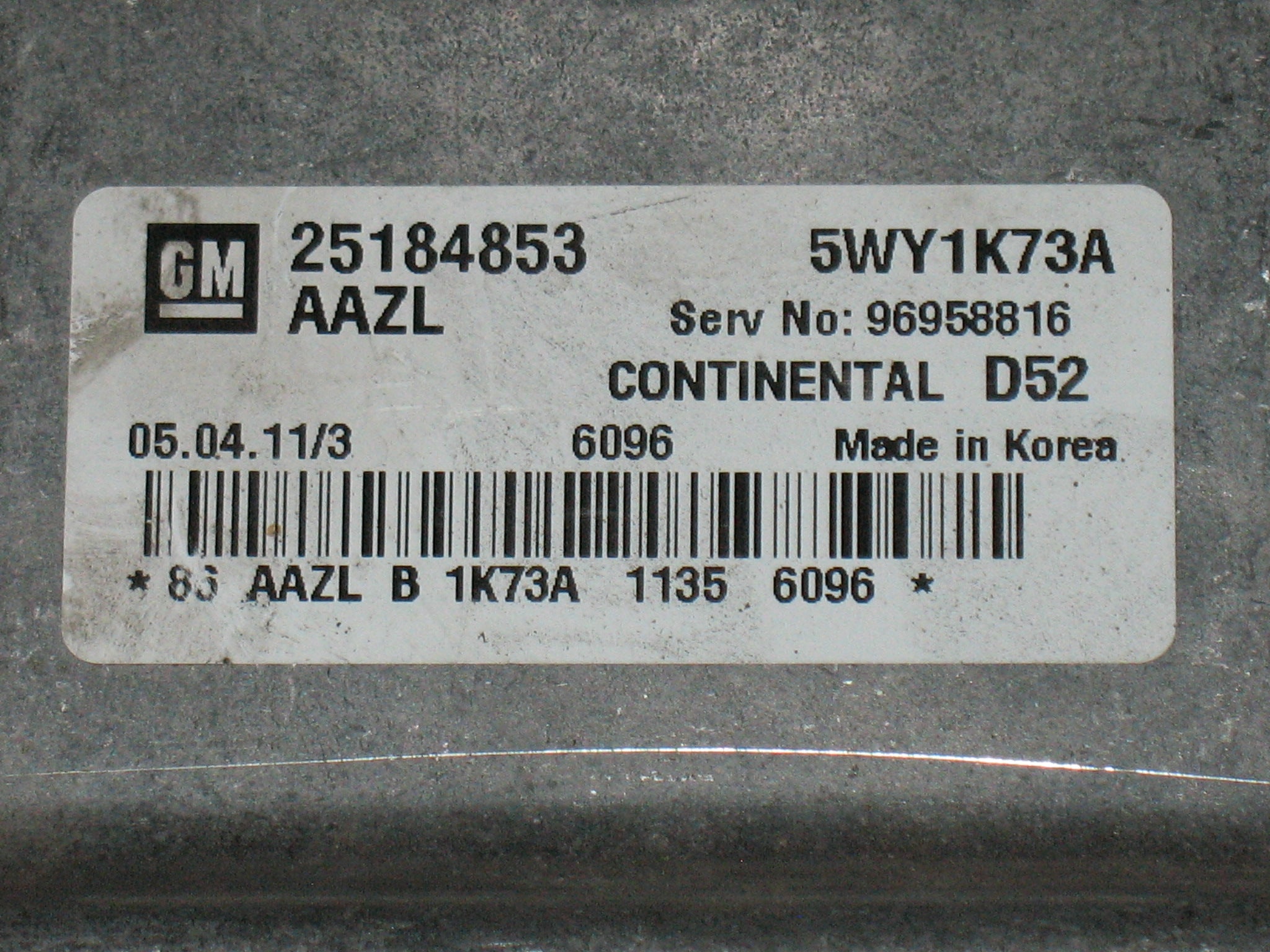 Ecu chevrolet spark continental 25184853 5wy1k73a 96958816