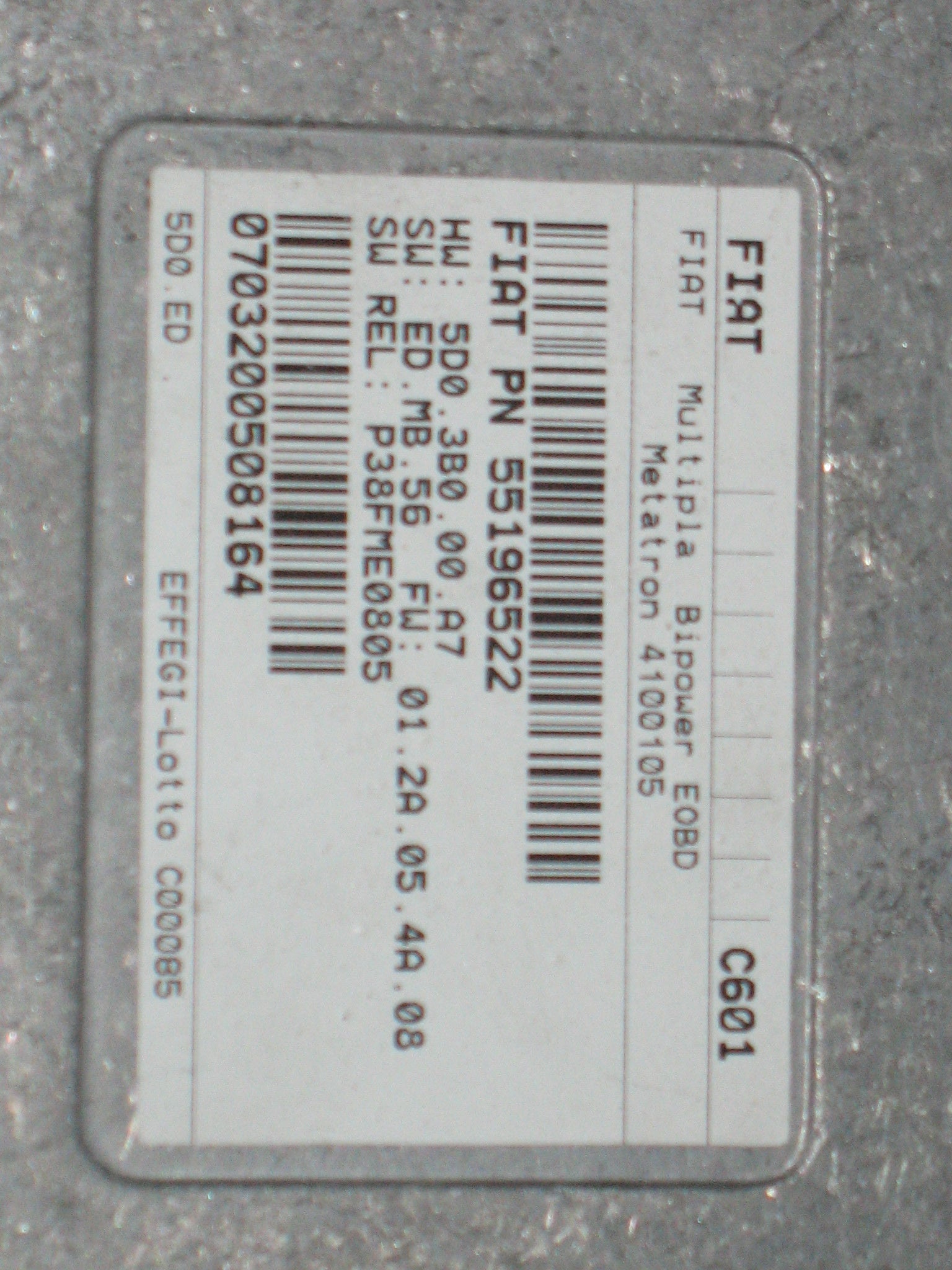 Ecu fiat multipla pn 55196522 metatron 5d0-cng, 5d0cng