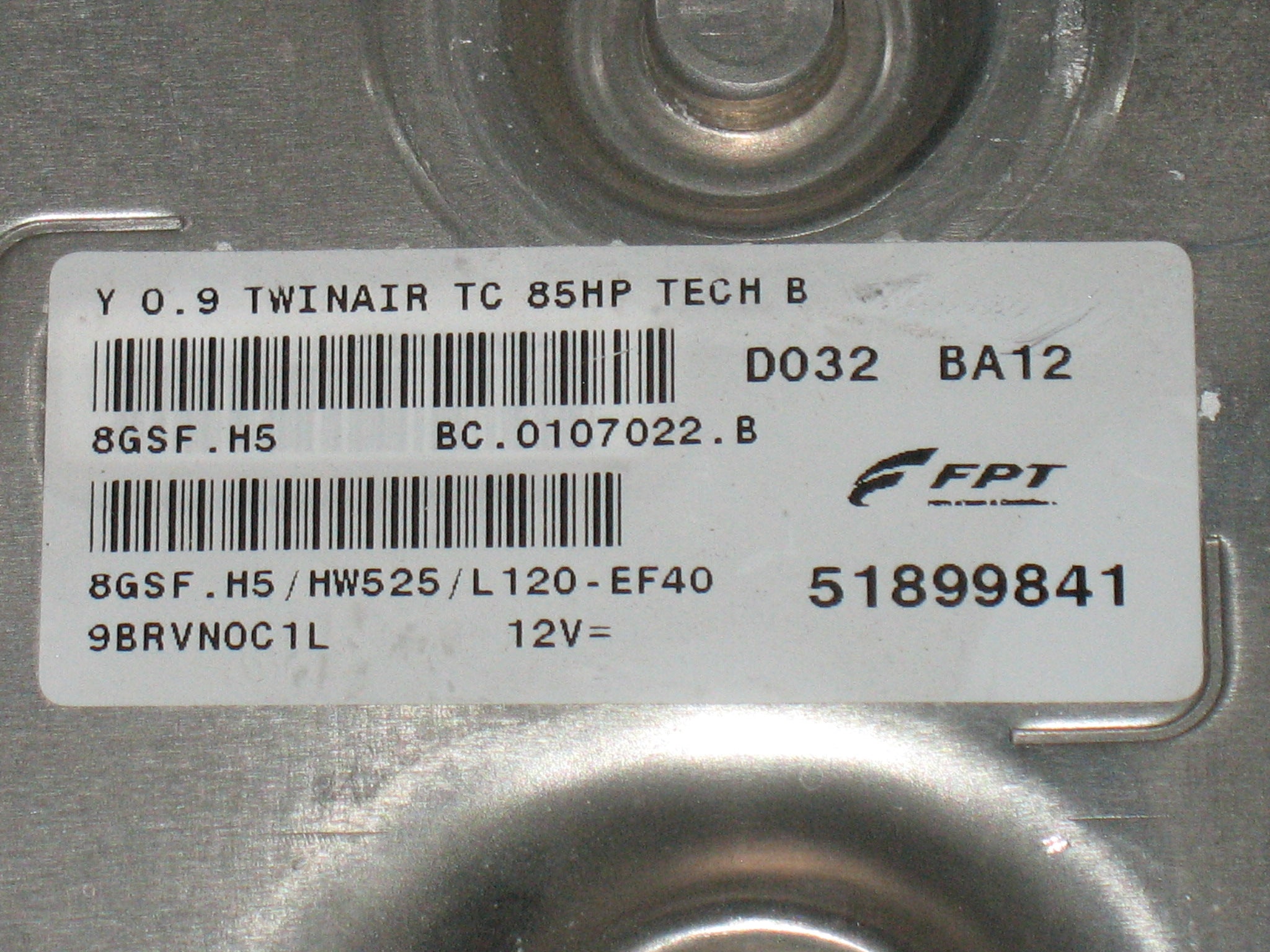 ECU FIAT LANCIA YPSILON 0.9 85HP 51899841 8GFS.H5 HW525