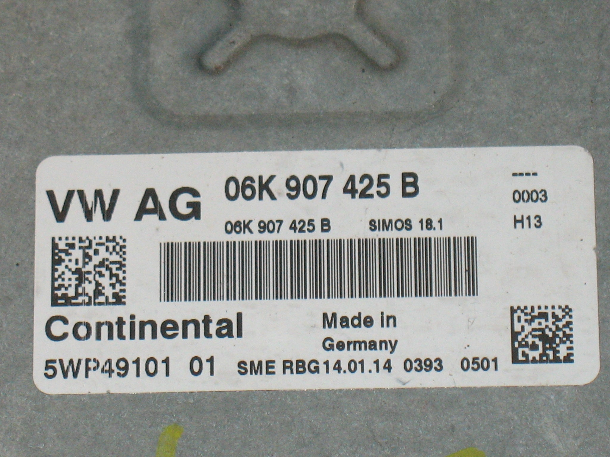 ECU AUDI VW 2.0 TSI CONTINENTAL 5WP49102 02 5WP4910202 06K907425B SIMOS 18.1