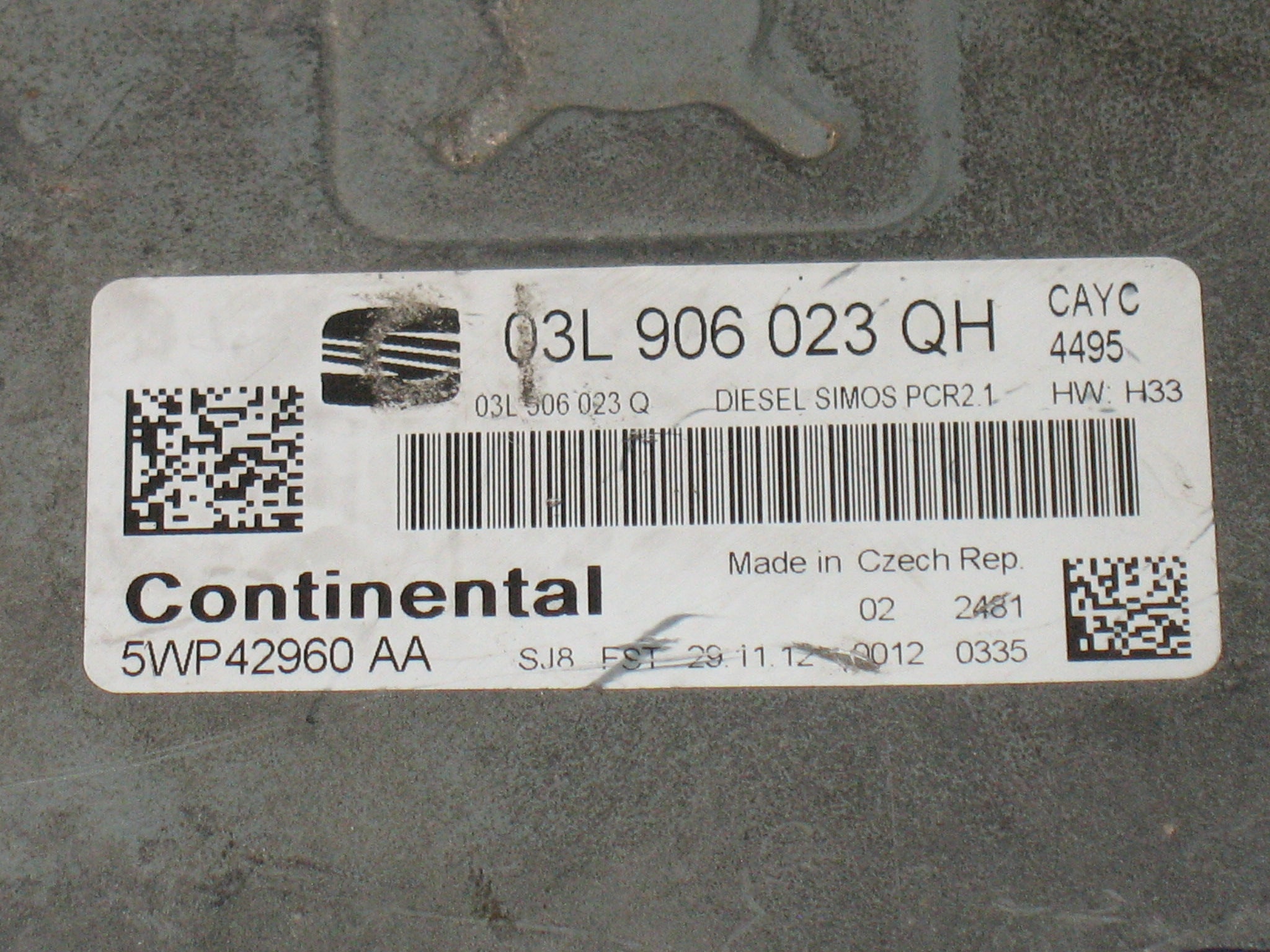 TOLEDO PCR2.1 03L906023QH 03L 906 023 KE QH SEAT TOLEDO 1.6 Diesel 5wp42960aa