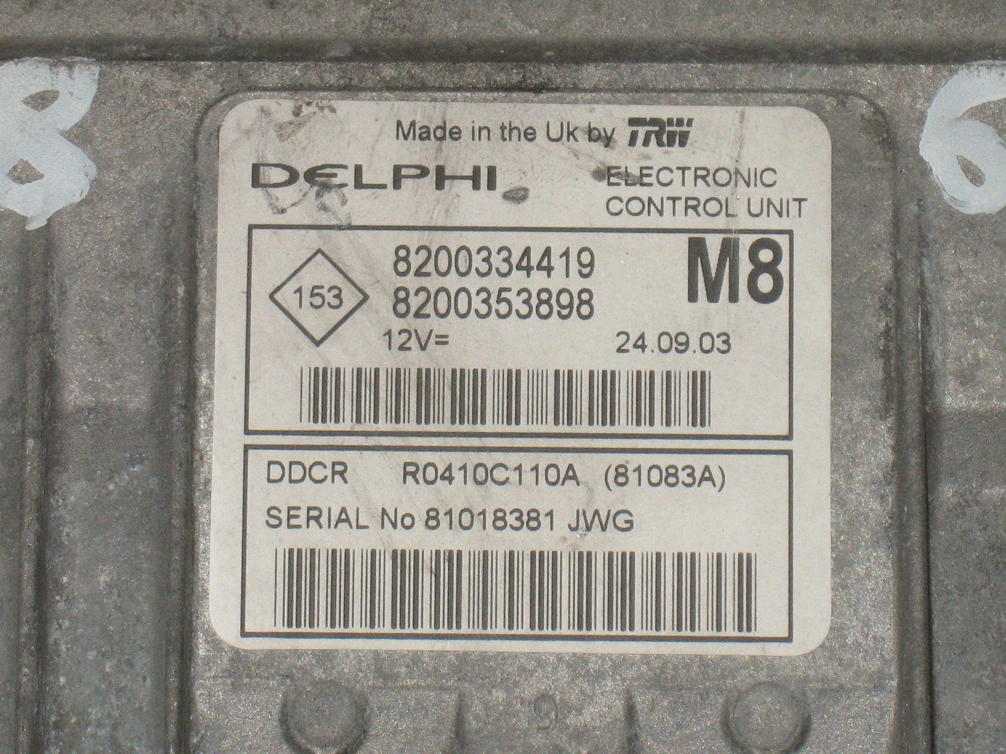 ECU RENAULT MEGANE SCENIC NISSAN MICRA 1.5 DCI DELPHI R0410C110A 8200334419 8200353898 M8