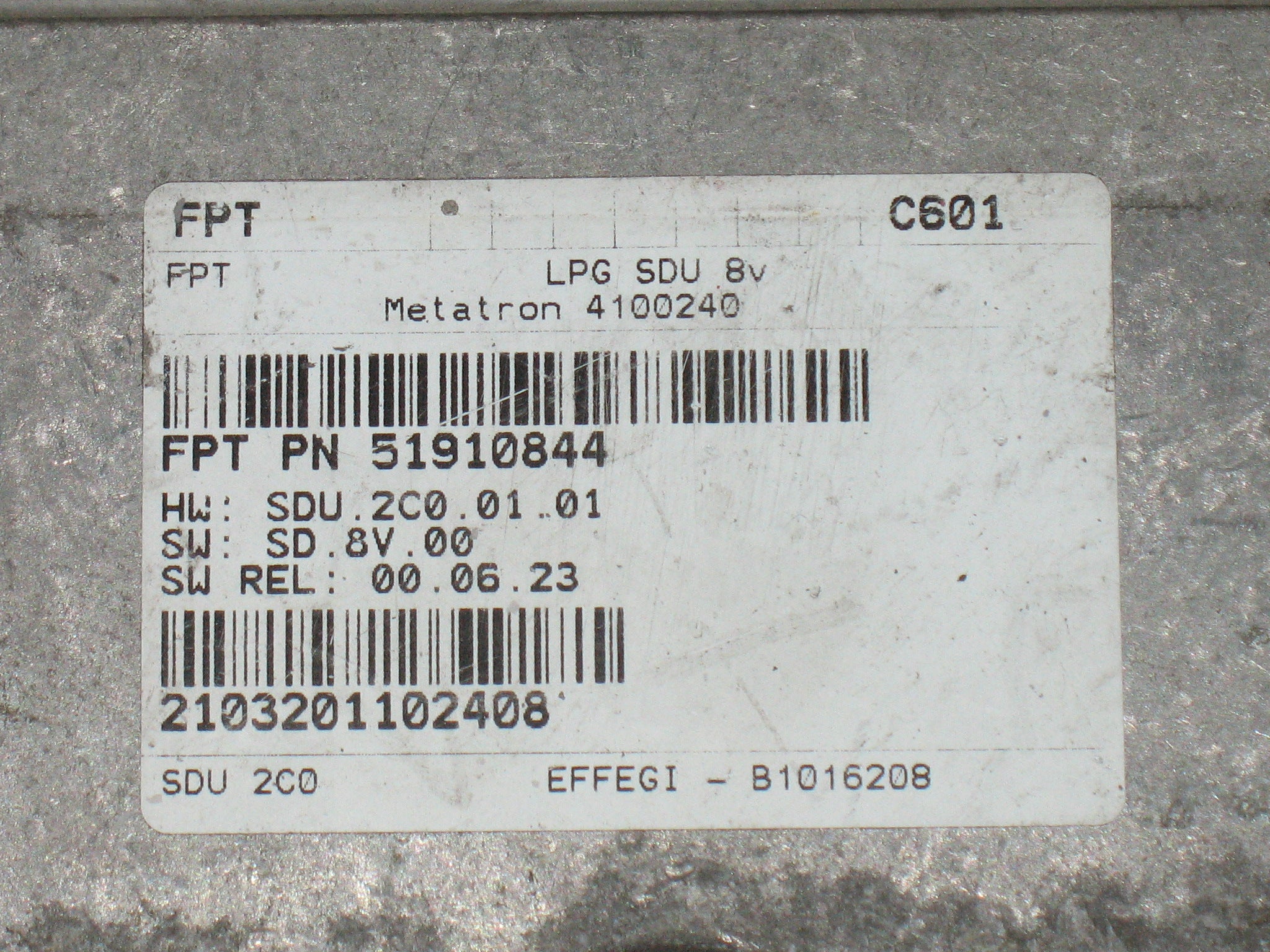 ECU Metatron 51910844 Fiat Panda Lancia Musa GPL METANO HW SDU2C00101 GPL ECU LPG SDU 8V