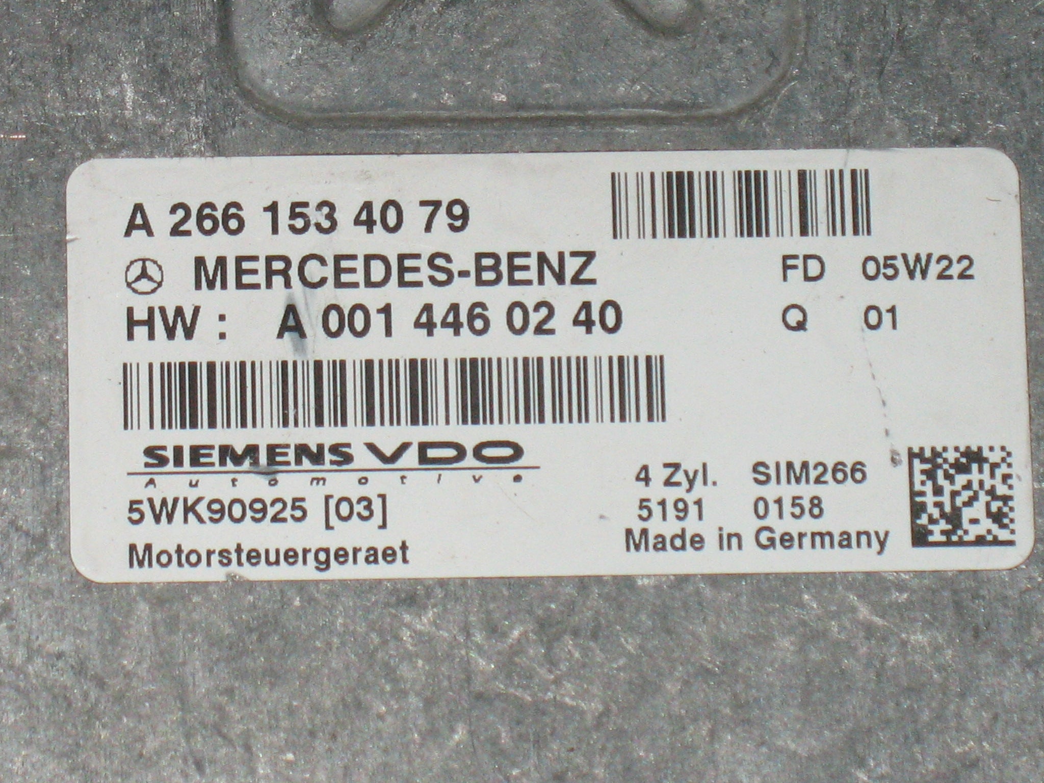 ECU Mercedes Benz A Classe A2661534079 SIM266 5WK90925 sim266