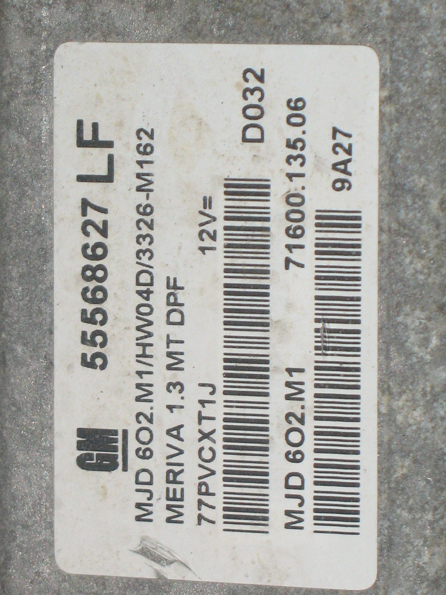 CENTRALINA MOTORE OPEL MERIVA 1.3 CDTI 55568627 LF MJD 6O2.M1 MJD6O2M1 MJD602M1