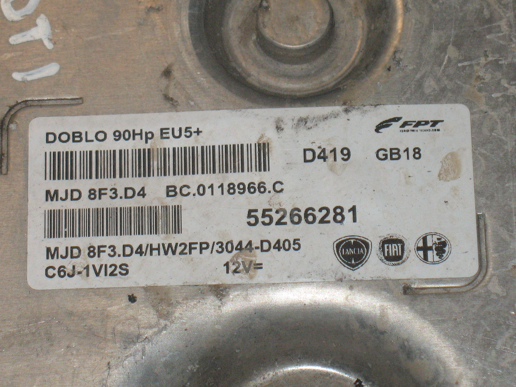 ECU CENTRALINA FIAT DOBLO' 90HP 55266281 NUMERO MJD 8F3.D4 HW2FP 3044-D405