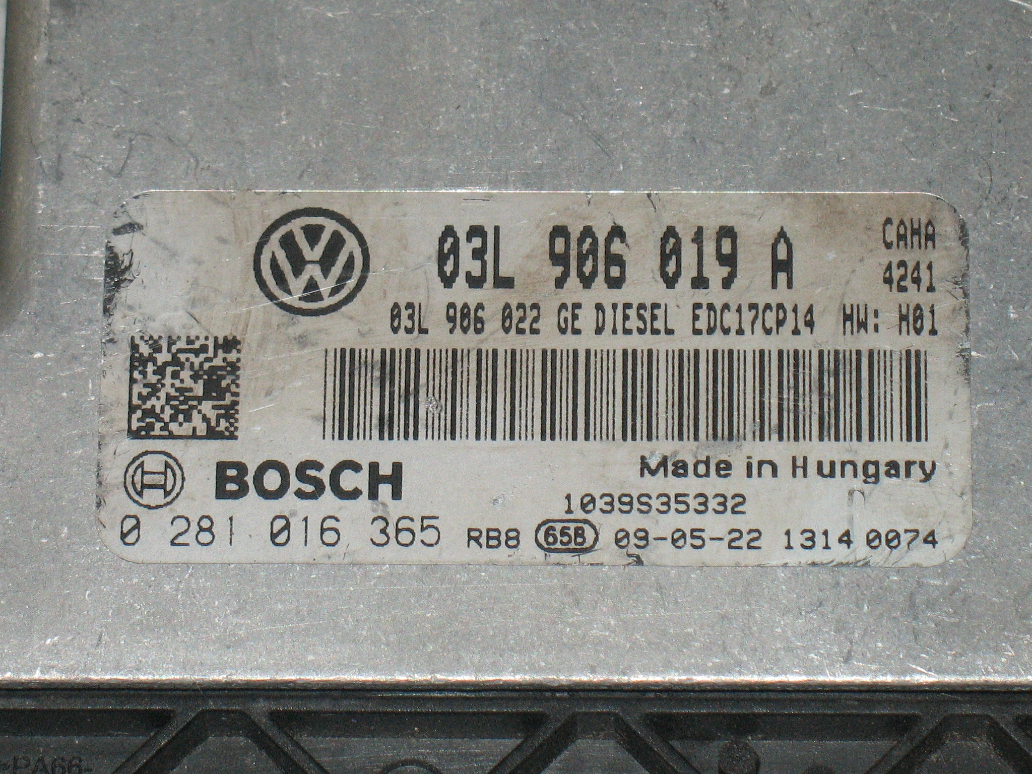 Bosch Engine ECU Seat Exeo 2.0 TDI, 0281016365 03L906019A EDC 17CP14-3.2