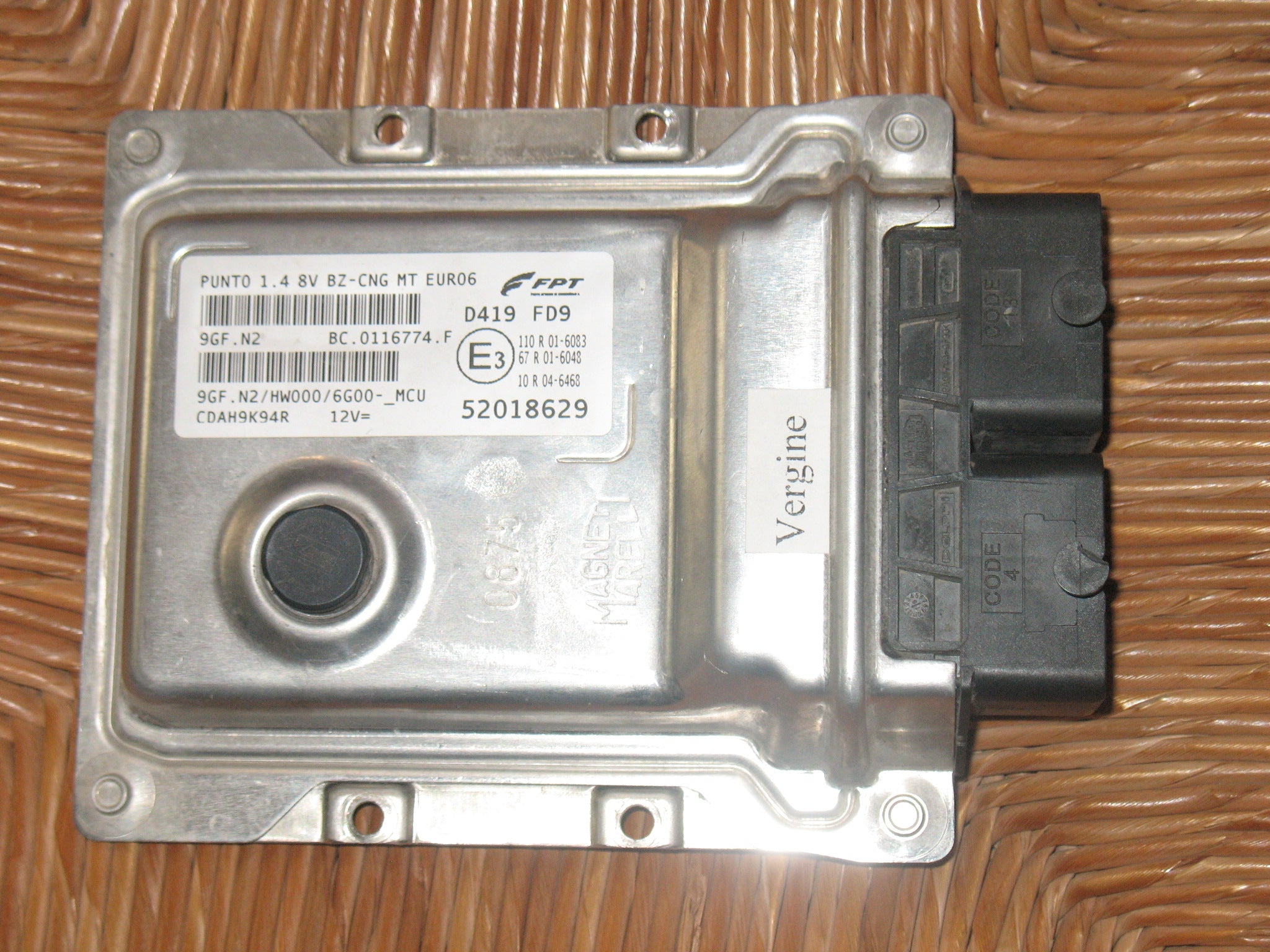 9GF 52018629  9GFN2 MM9GFHW000 6G00_MCU  P14_FE96.drt FIAT PANDA 1.4 8V 69CV