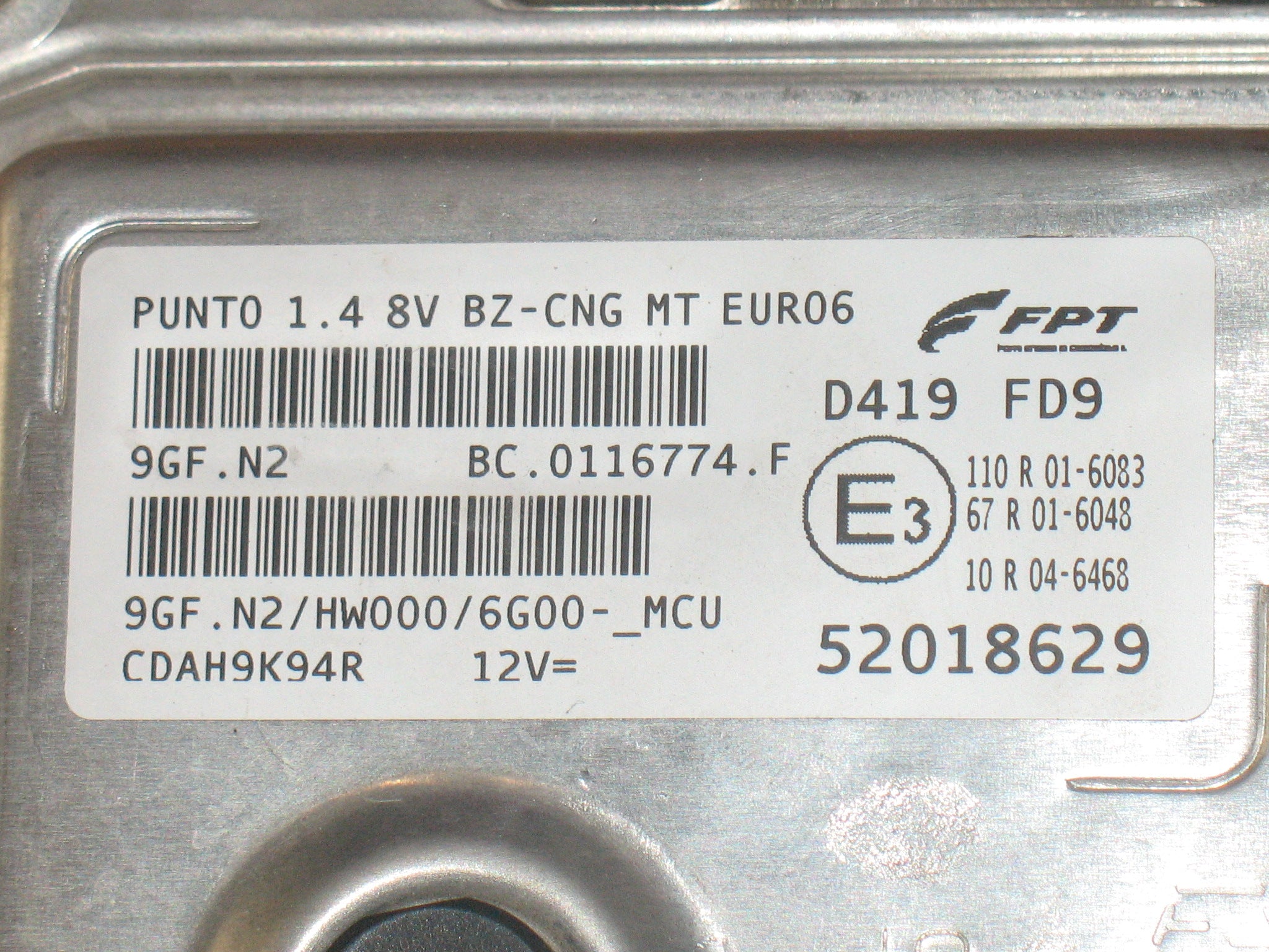 9GF 52018629  9GFN2 MM9GFHW000 6G00_MCU  P14_FE96.drt FIAT PANDA 1.4 8V 69CV