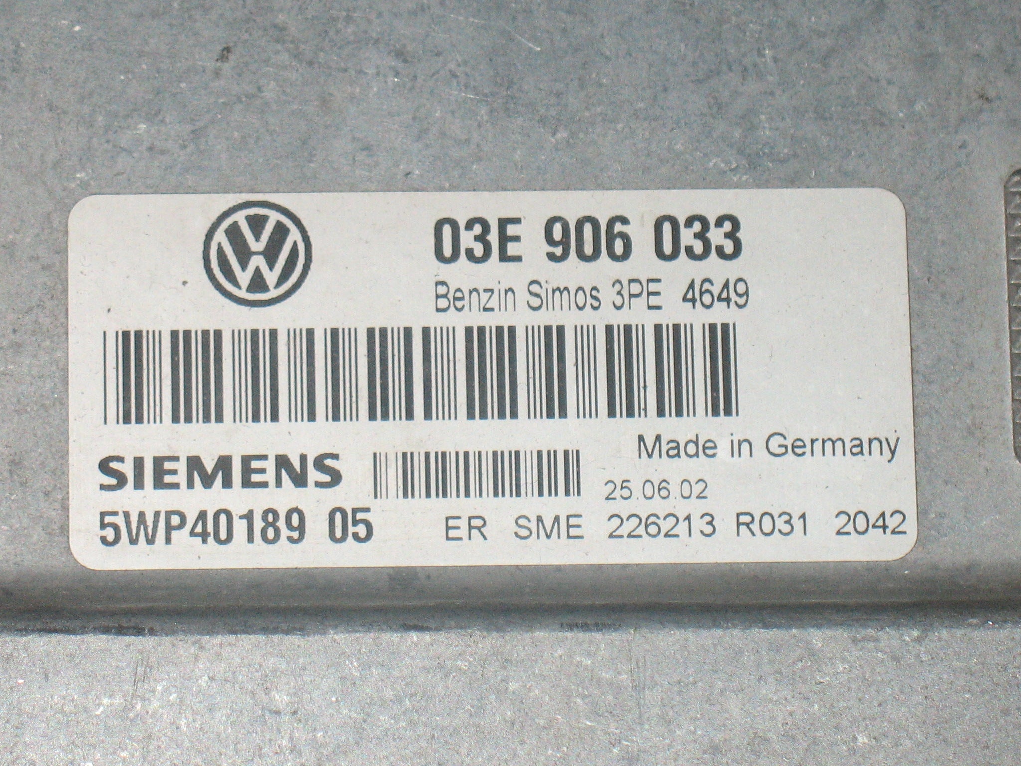 Centralina ECU SIEMENS 5WP4018905 VOLKSWAGEN POLO 9N 1.2 12V 03E906033 Benzina 2001 2005
