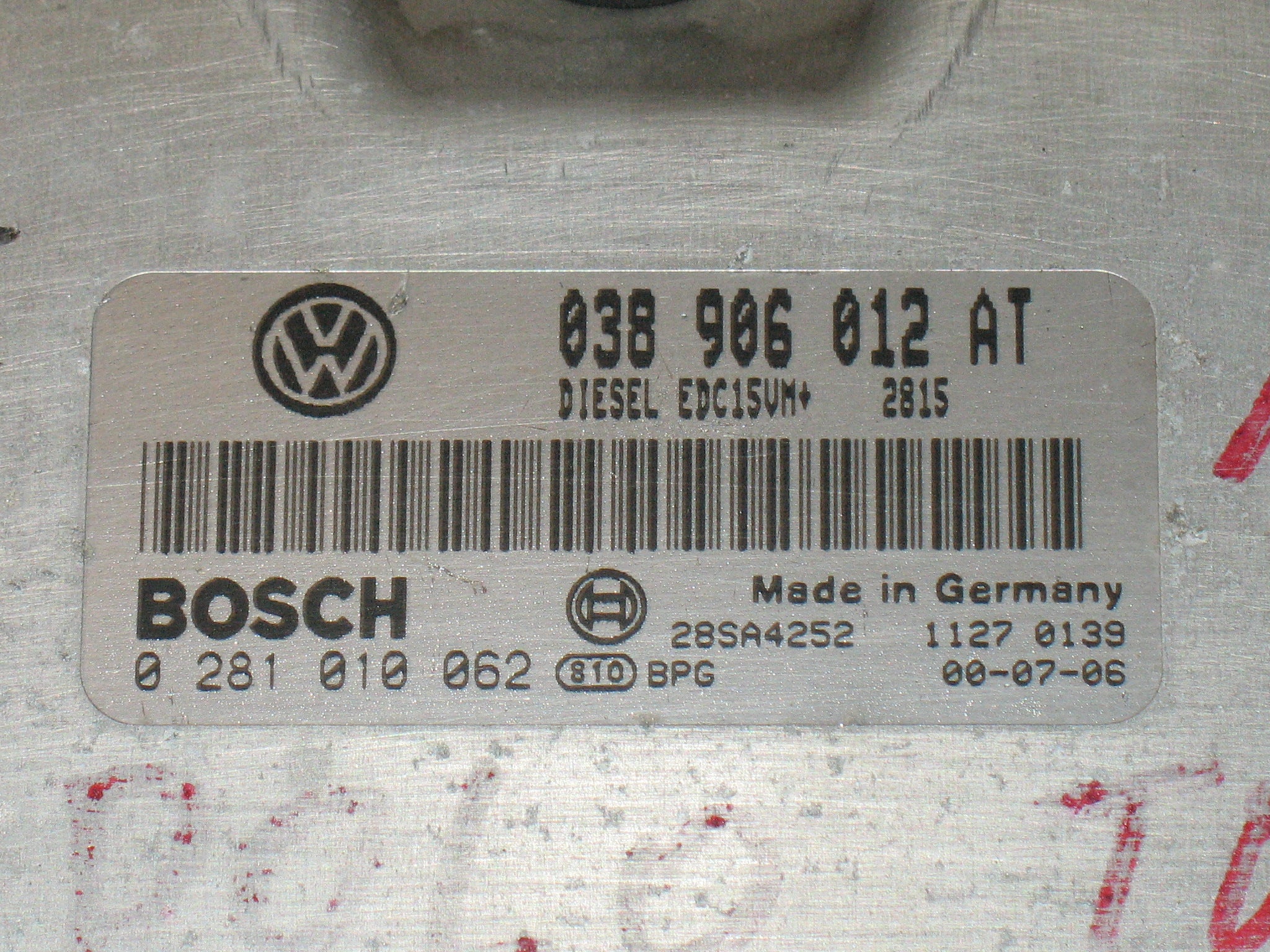 ECU CENTRALINA SEAT LEON 1.9 TDI ASV 038906012AT BOSCH 0281010062 28SA4252 DIESLE EDC15UM+ 2815