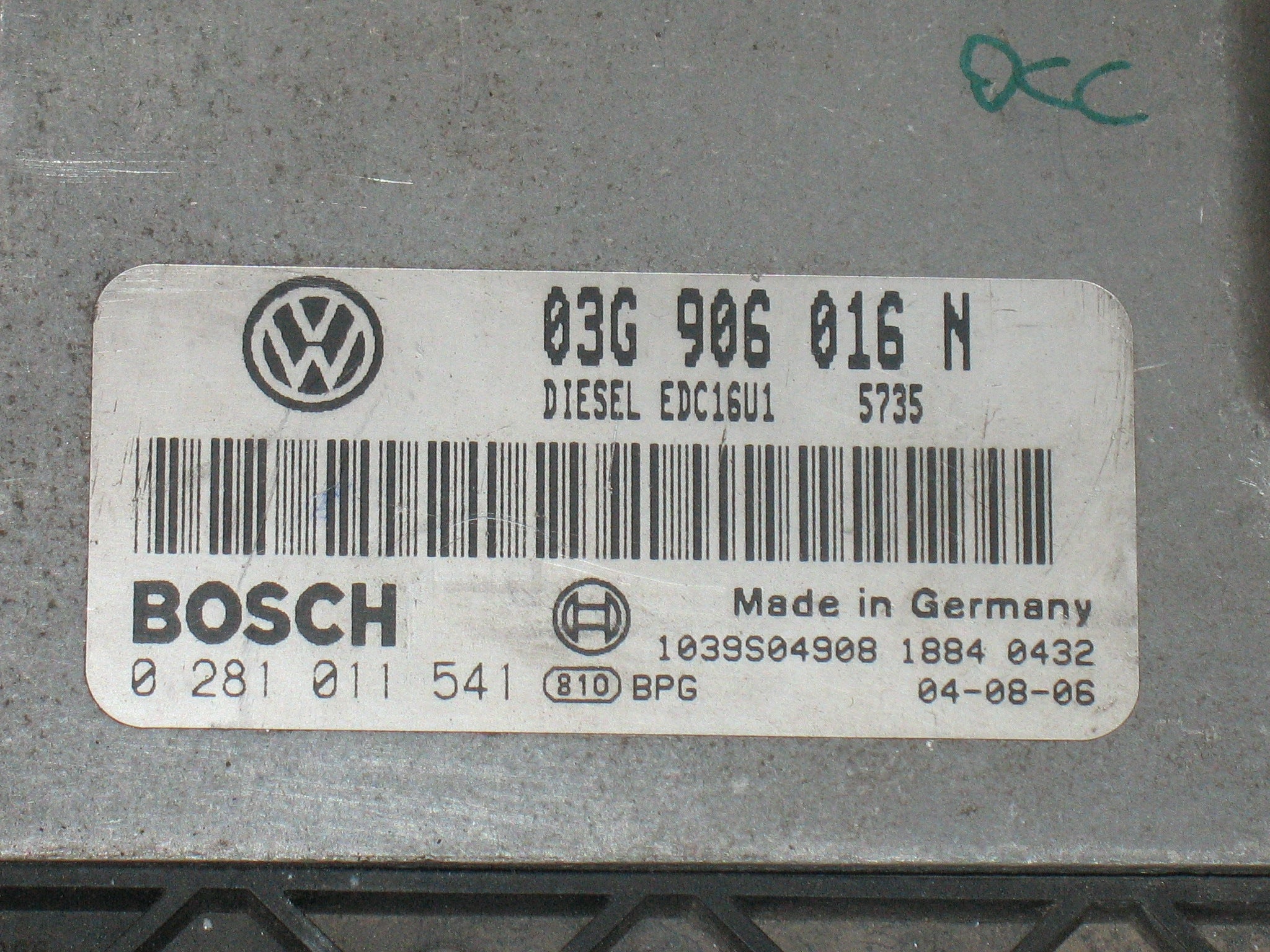 ECU VW VOLKSWAGEN CADDY 2.0 TDI 03G906016N 0281011541 EDC 16U1-5.41