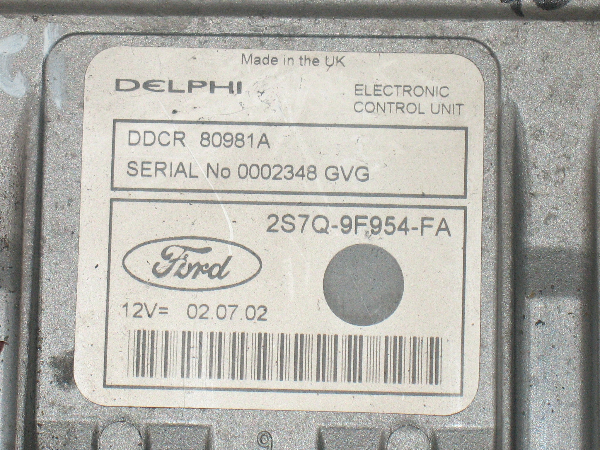 CENTRALINA ECU FORD MONDEO MK3 2.0 TDCI 2S7Q-9F954-FA 2S7Q9F954FA DDCR 80981A