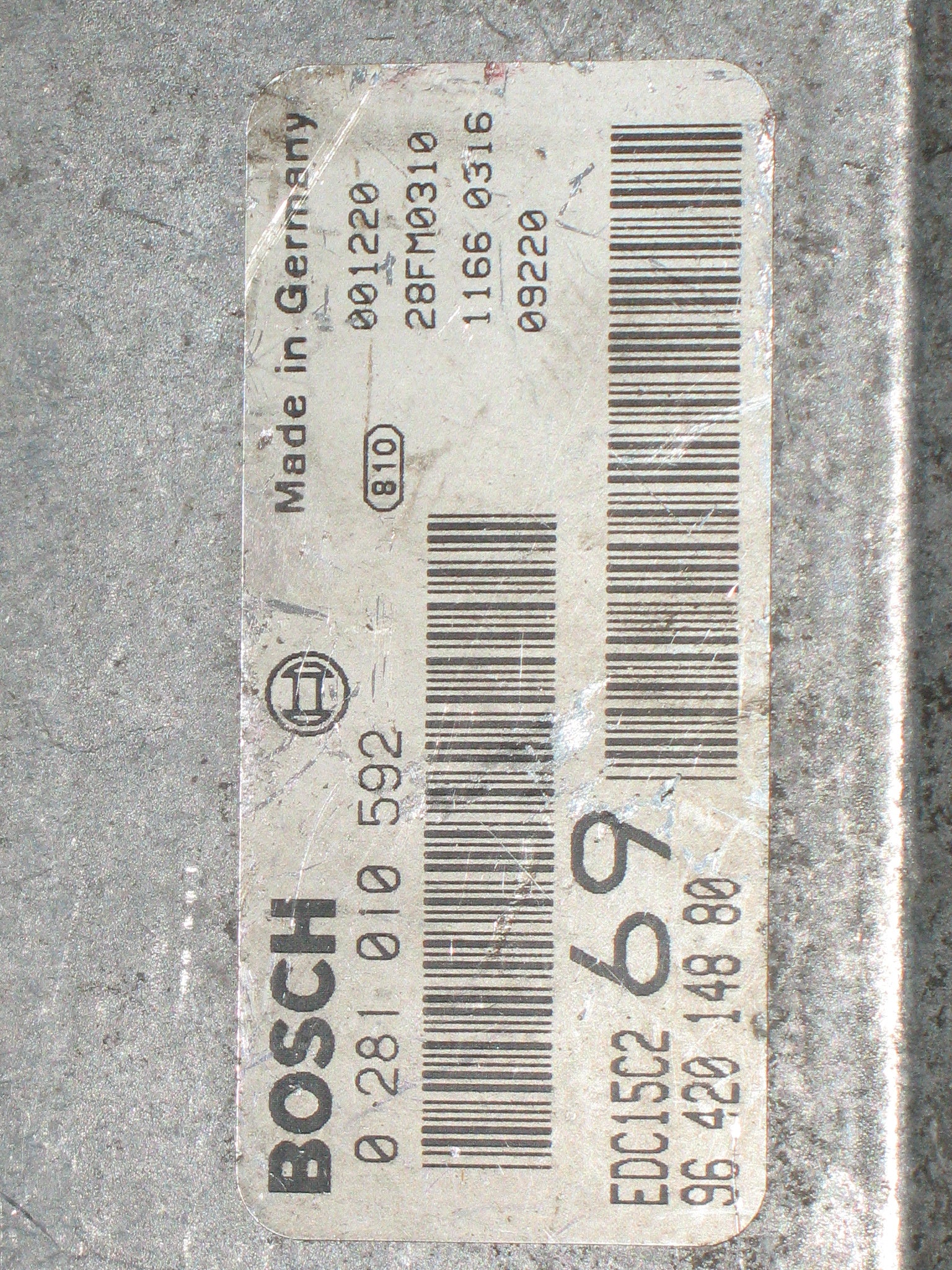 ECU Centralina Bosch 0281010592 9642014880 28FM0310 EDC15C2 69 CITROEN PEUGEOT Diesel 306