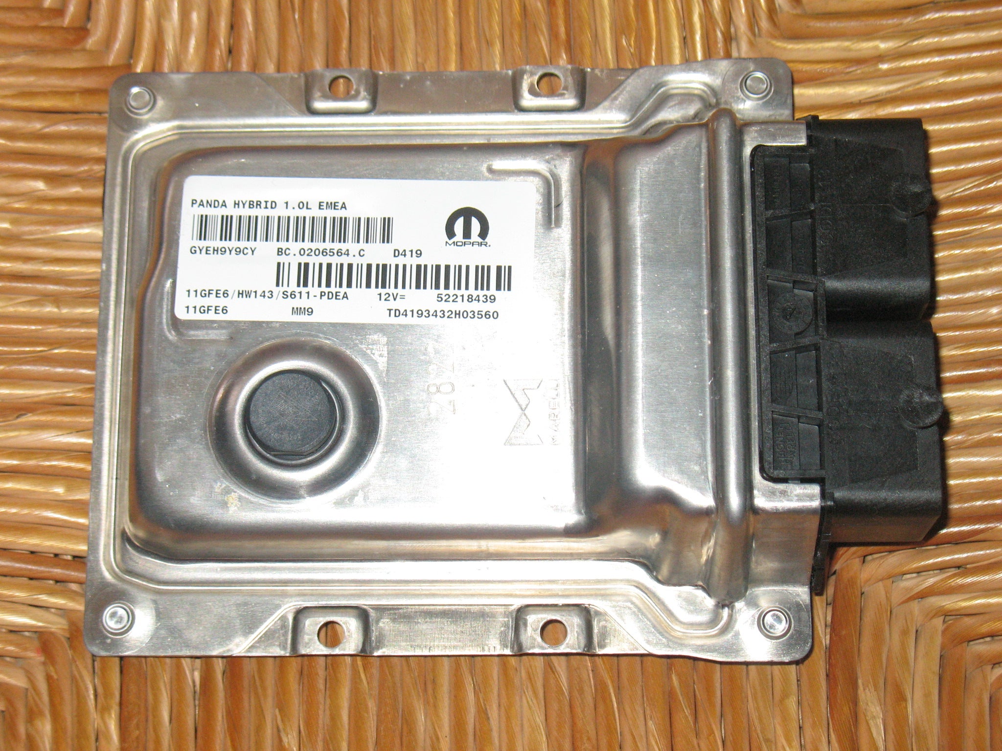 ECU CENTRALINA PANDA HYBRID 1.OL EMEA BC.0206564.C D419 52218439 11GFE6/HW143/S611-PDEA GYEH9Y9CY