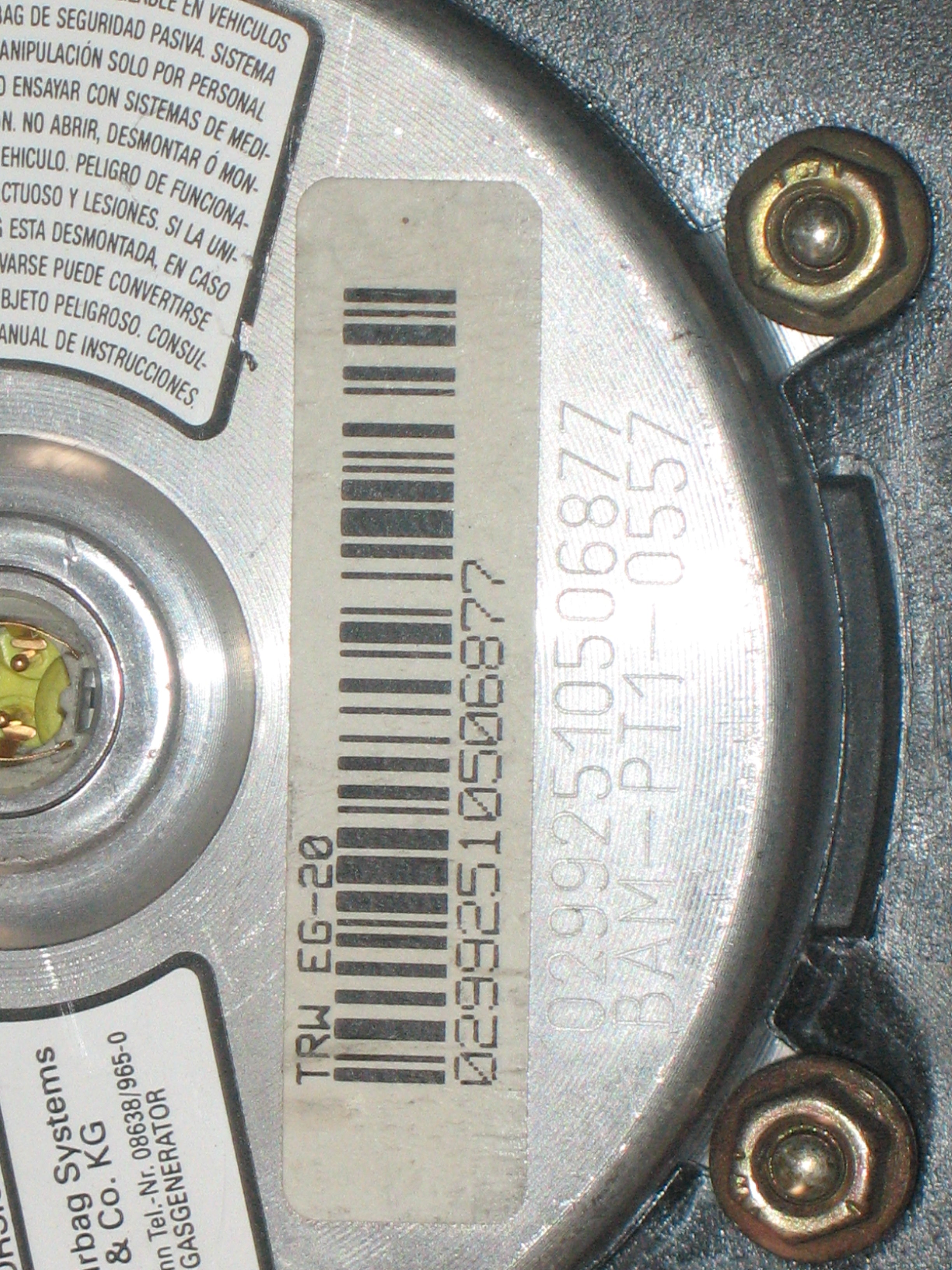 BAM-PT1-0557 AIRBAG SPORTELLO PORTA DX DESTRA MERCEDES BENZ CLASSE E (W210) 02992510506877