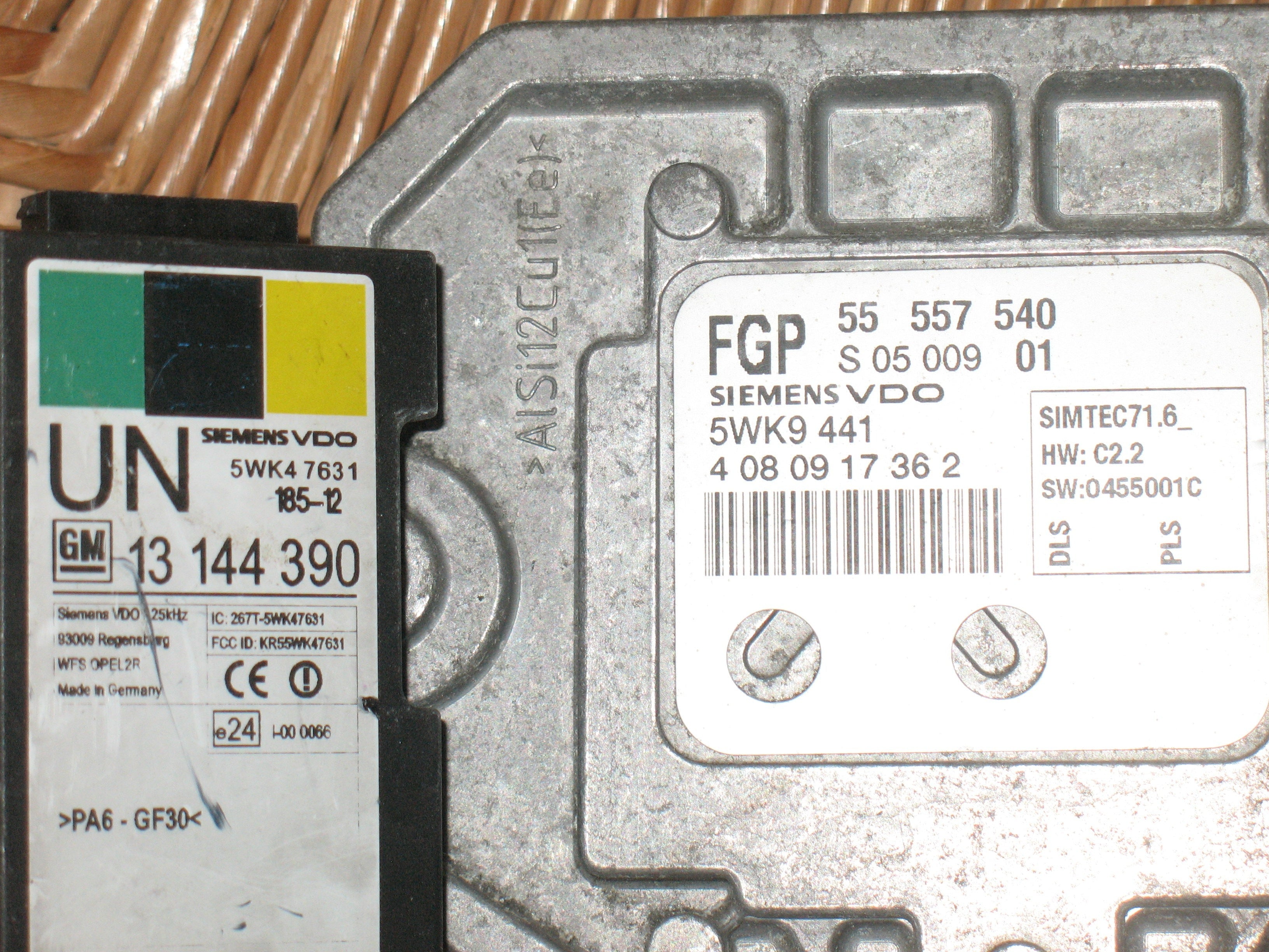 Kit ecu opel vectra signum 1.8 z18xe siemens 5wk9441 55557540 SIMTEC 71.6