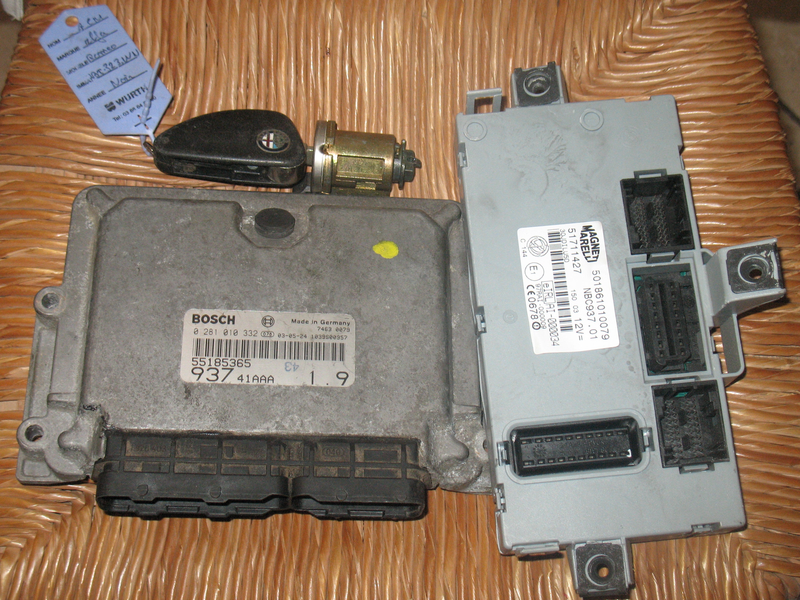 Kit centralina ecu bosch 0281010332 alfa 147 1.9 jtd 73501227