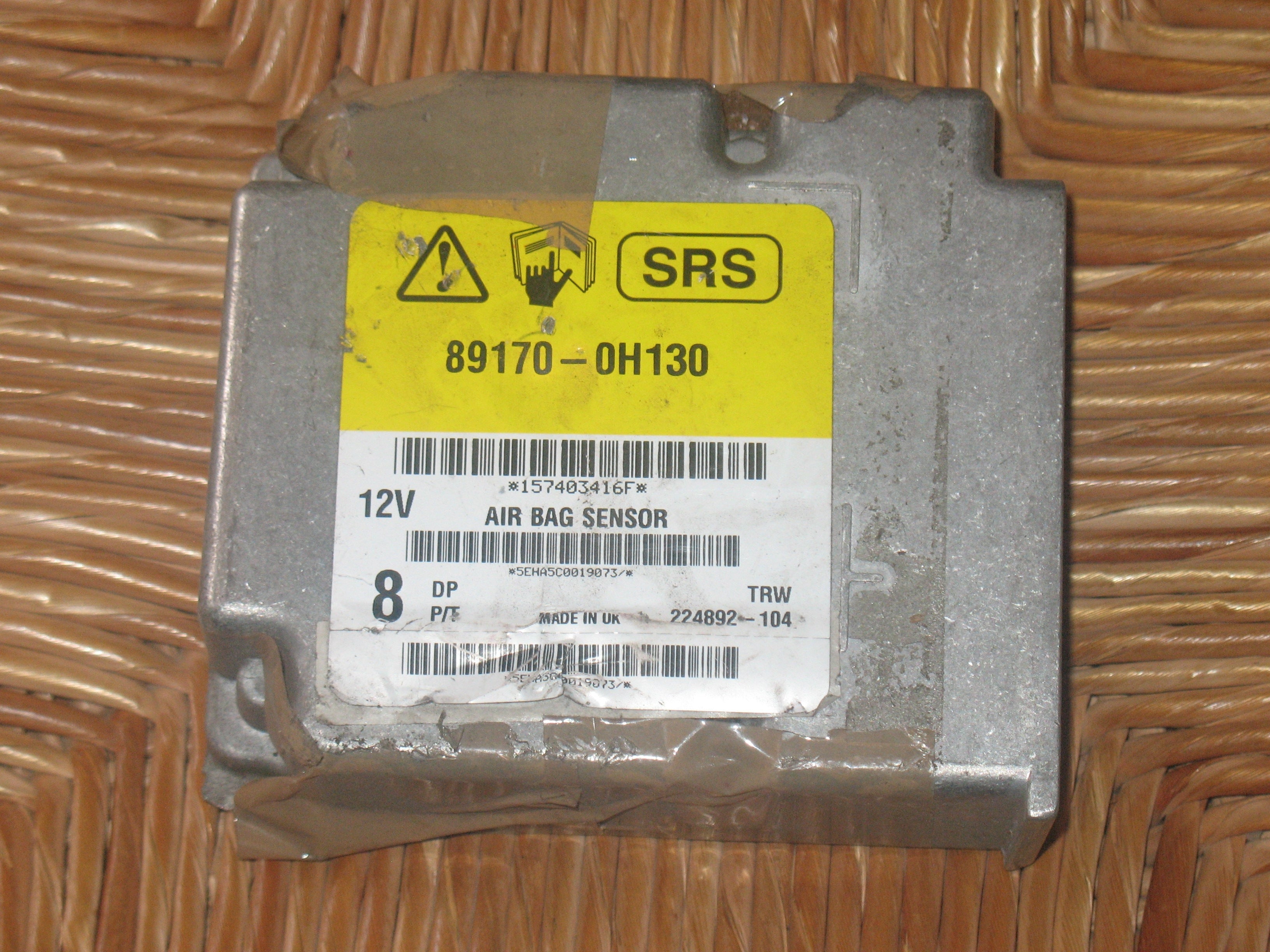 89170 0H130 SRS AIRBAG CENTRALINA AYGO C1 108 Centralina AIRBAG Toyota AYGO Citroen C1 Peugeot 108