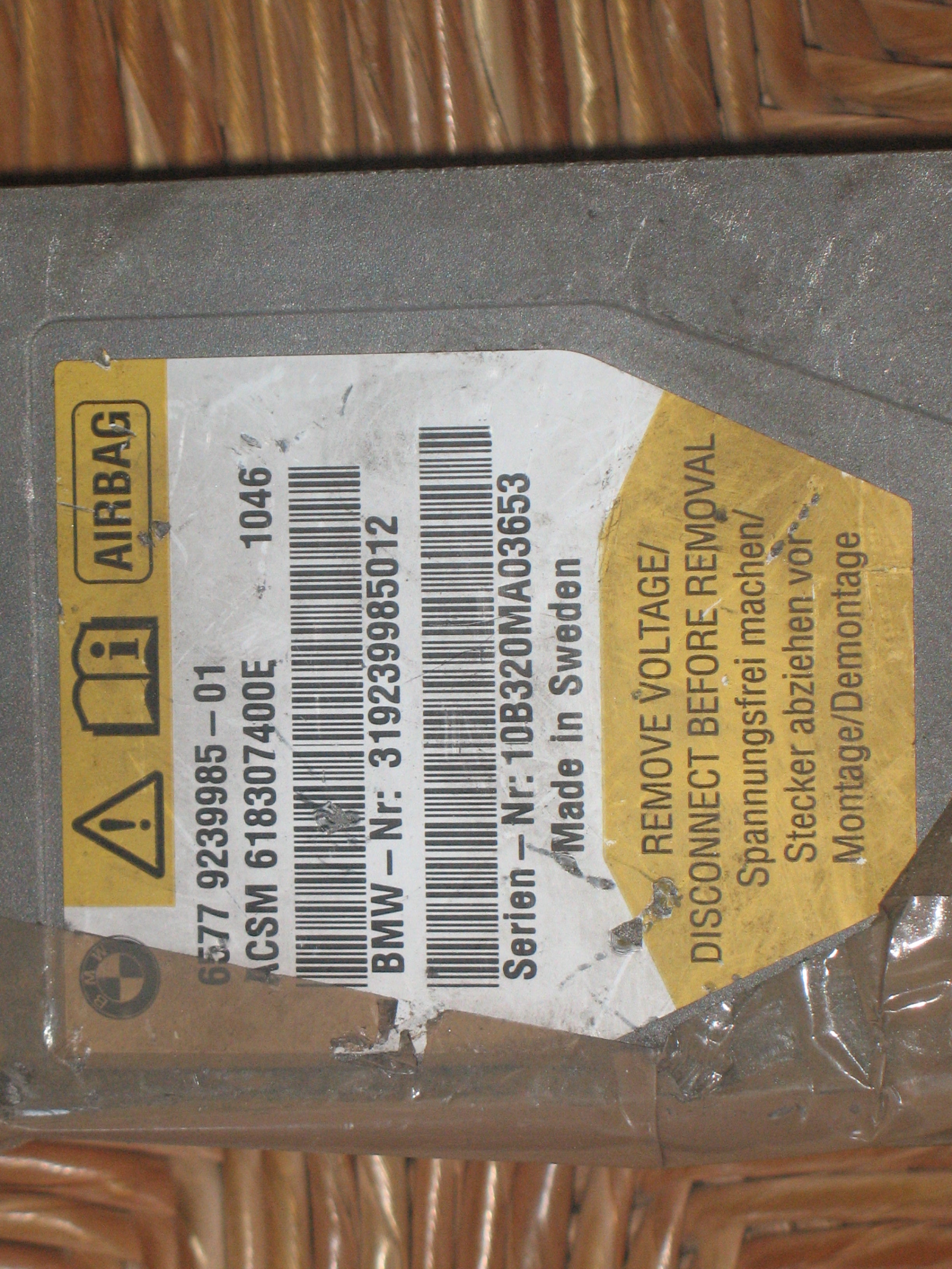 BMW F10 5-Series SRS AIRBAG OEM 6577 9239985-01 BMW F10 F11 AIRBAG CONTROL MODUL