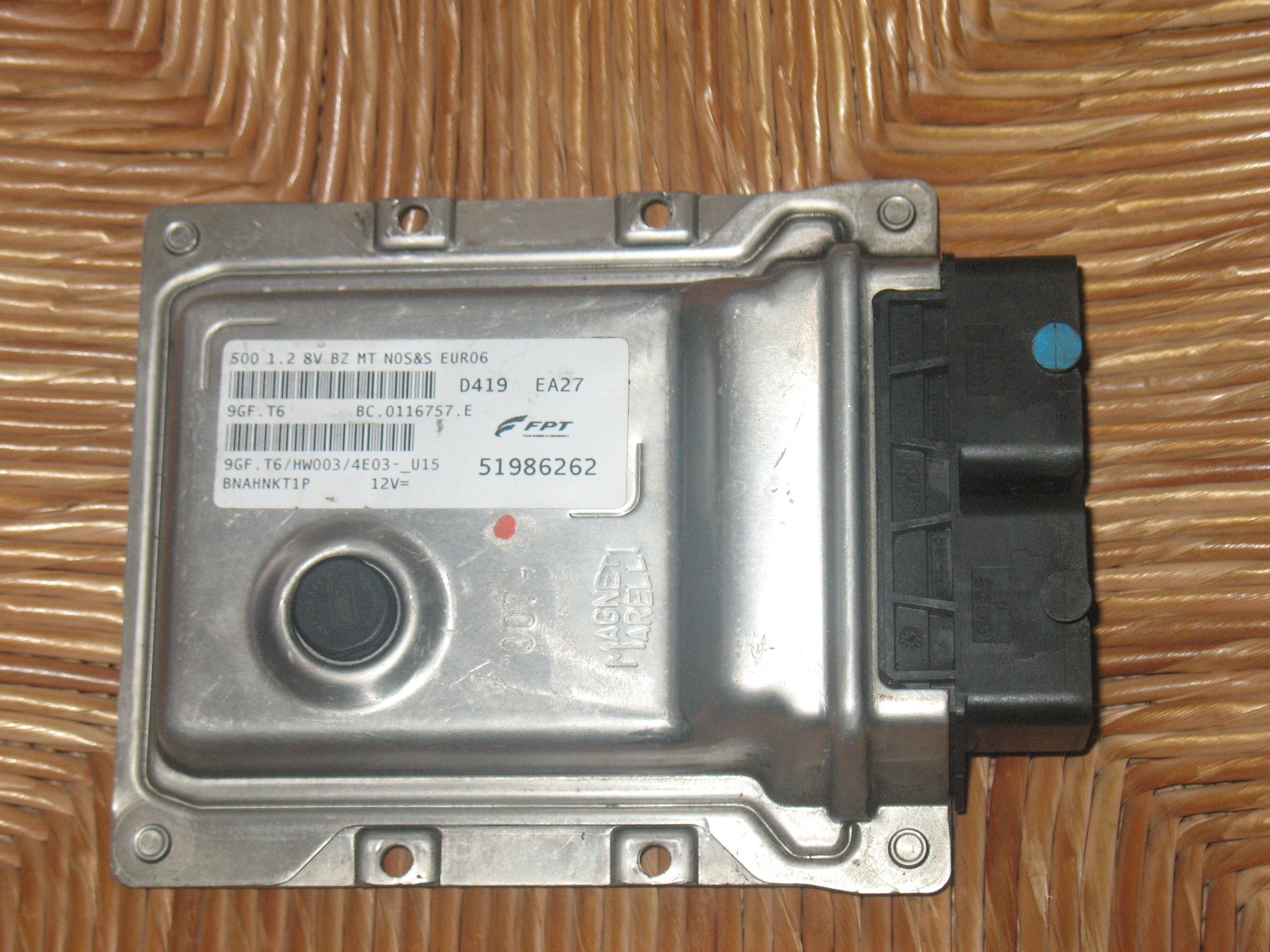 ECU Fiat 500 1.2 8V Tipo 312 MARELLI 51986262 9GFT6 HW003 CENTRALINA MOTORE FIAT 500 1.2 51986262- 9GF.T6- 9GFT6