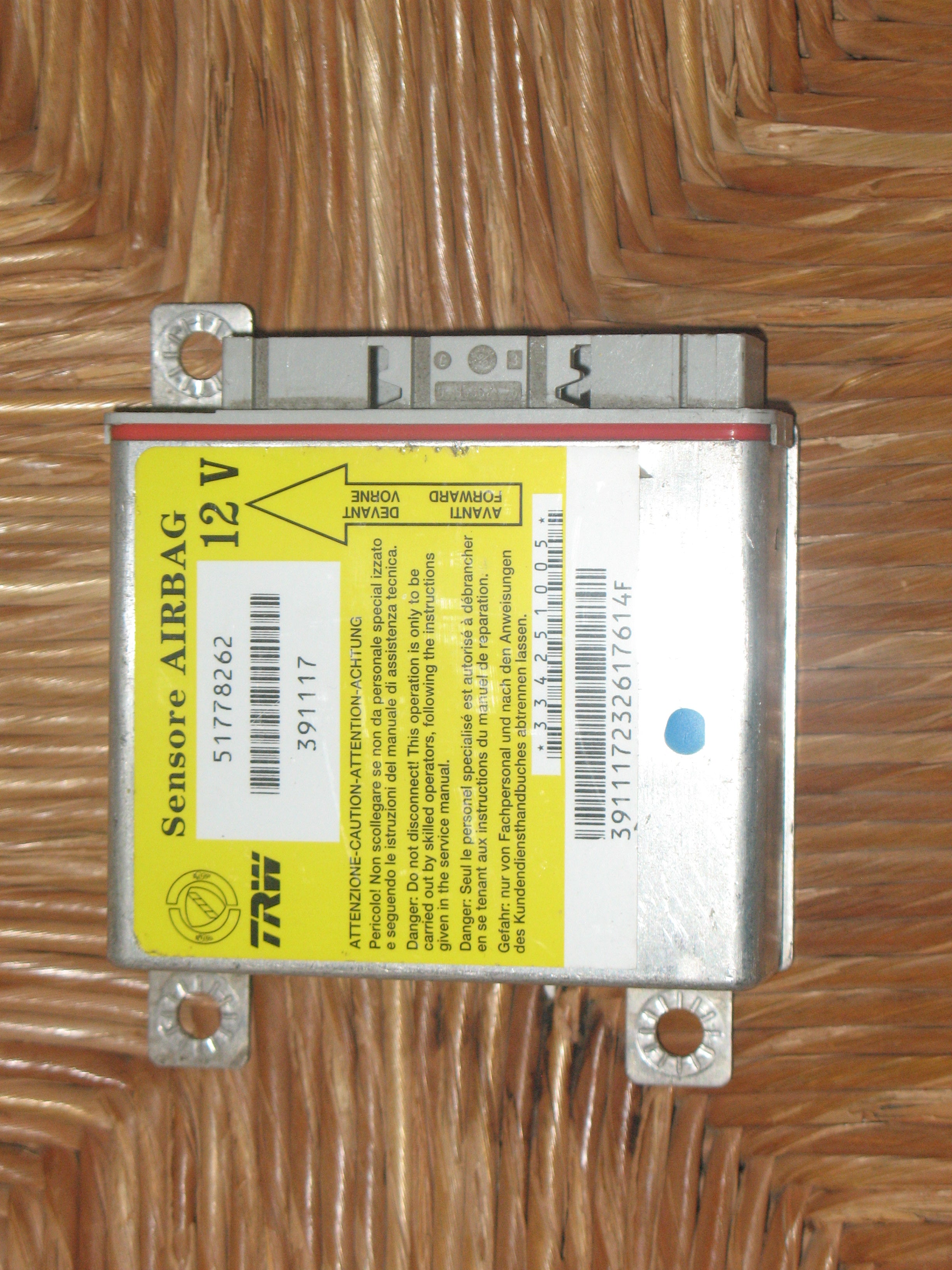 Ecu airbag fiat panda (169) 2004 2012 TRW 51778262 391117