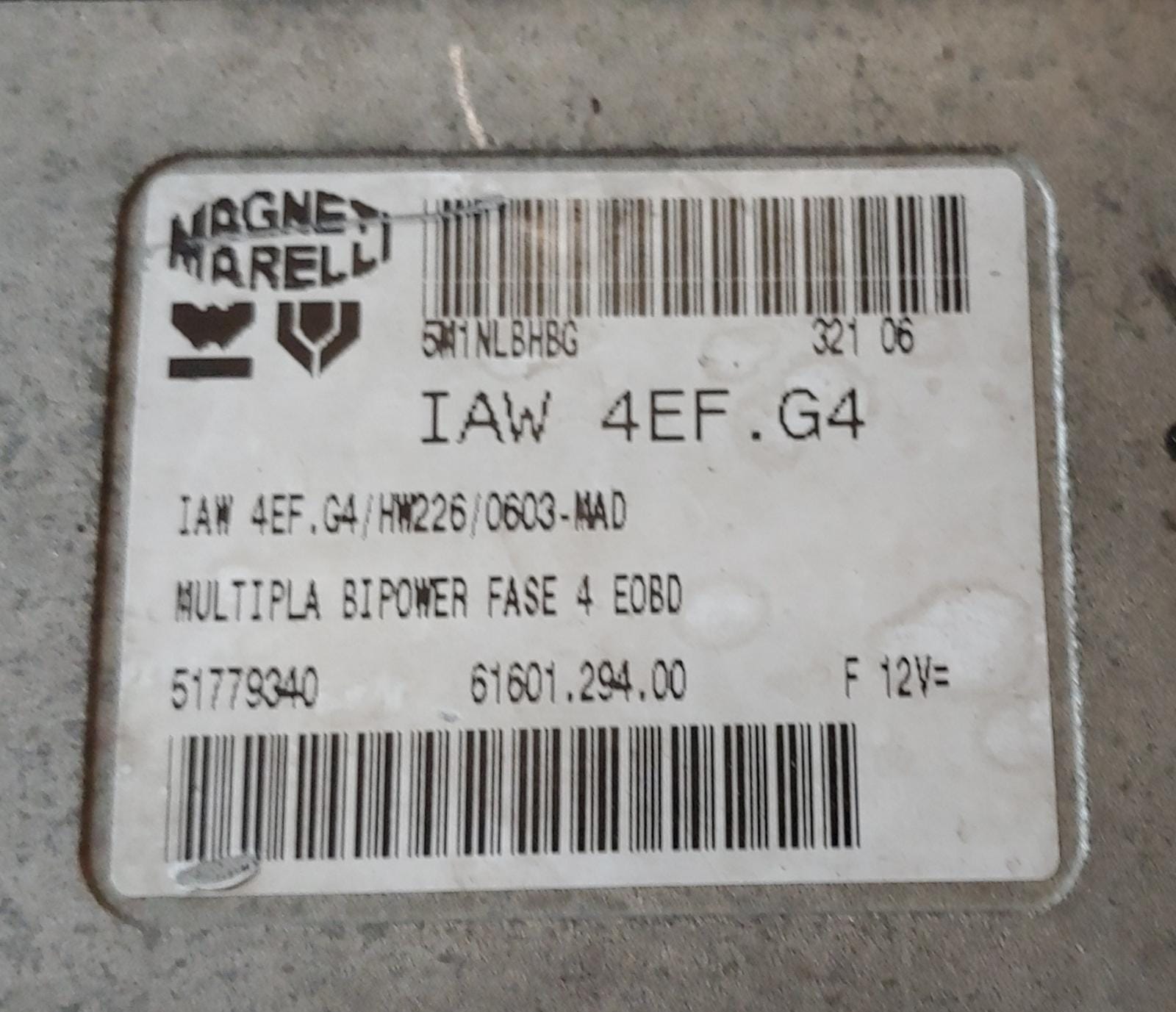 ECU FIAT MULTIPLA 51779340 MAGNETI MARELLI IAW4EF.G4 HW226