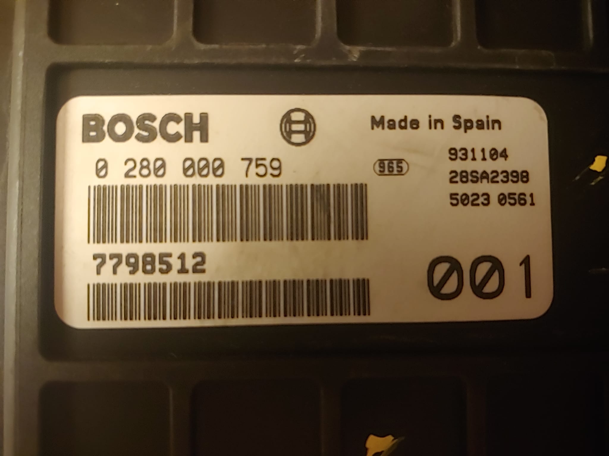 ECU CENTRALINA Fiat Uno Bosch 0280000759 0-280-000-759