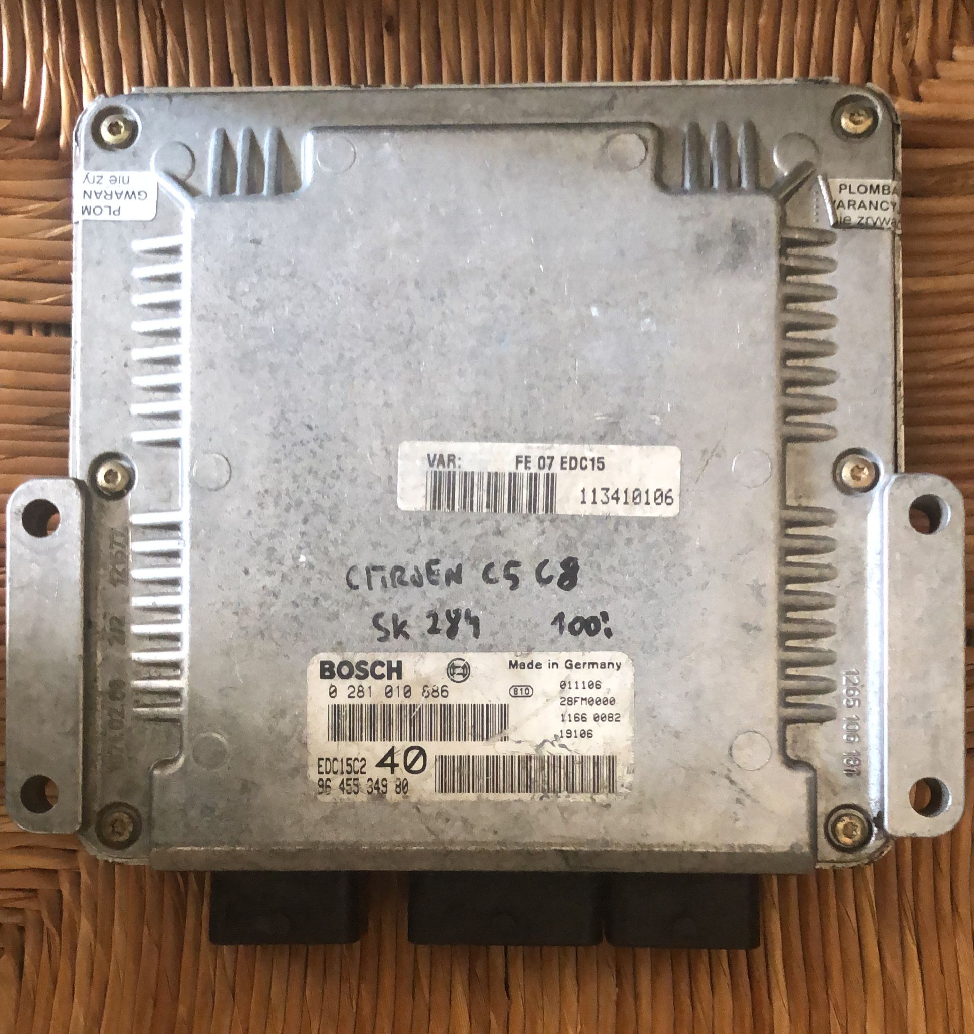 ECU CITROEN C5 2.2 HDI BOSCH 0281010886 9645534980 EDC 15C2-10.1